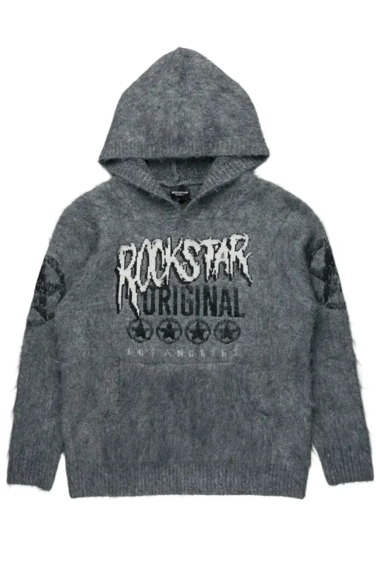 Wizzurd Grey Graphic Knitted Hoodie sold by Rockstar Original