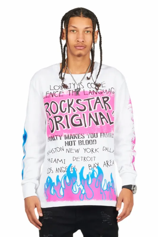 Beno Thermal White Long Sleeve Graphic T-Shirt sold by Rockstar Original