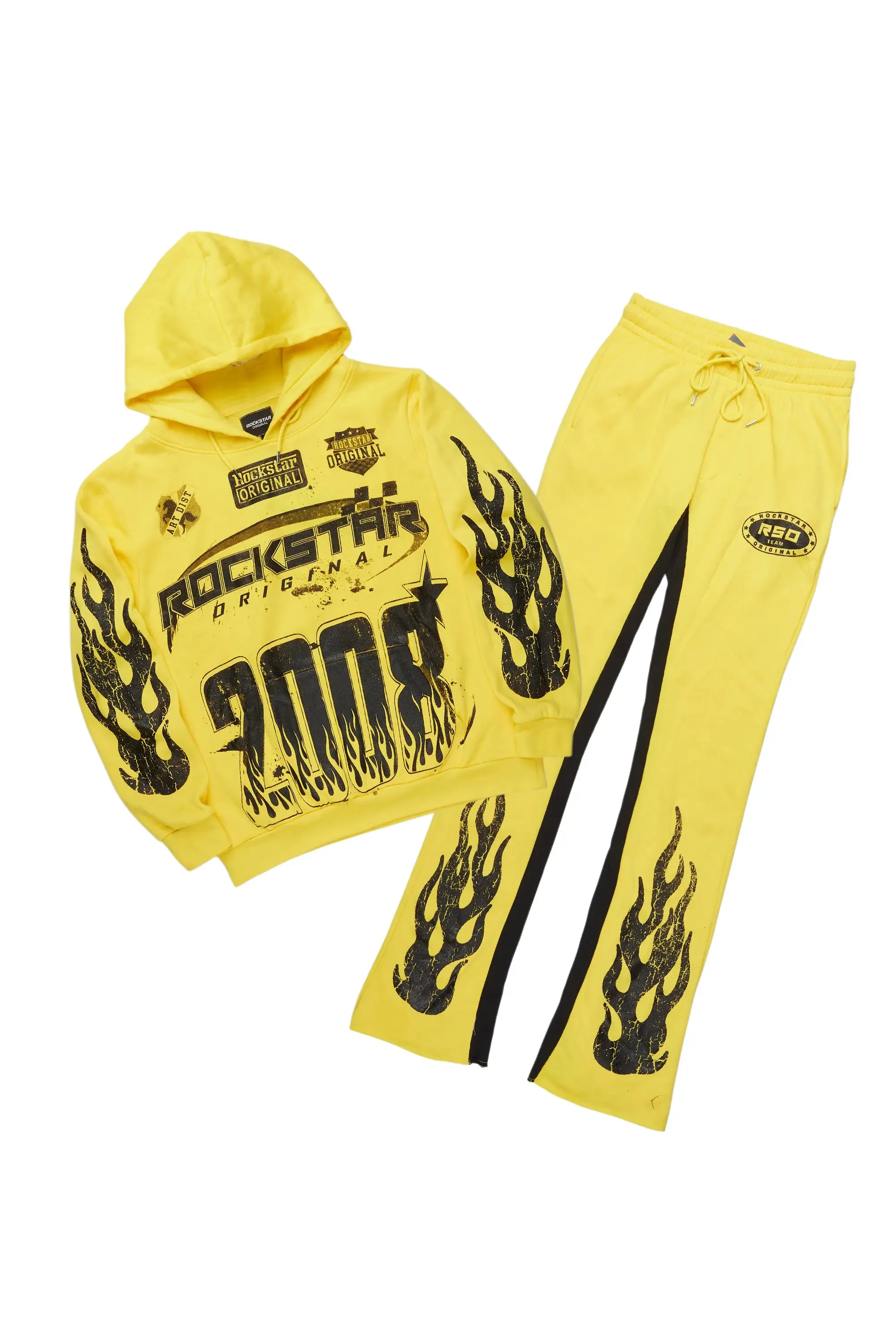 Amos Yellow Hoodie/Baggy Track Pant Set sold by Rockstar Original