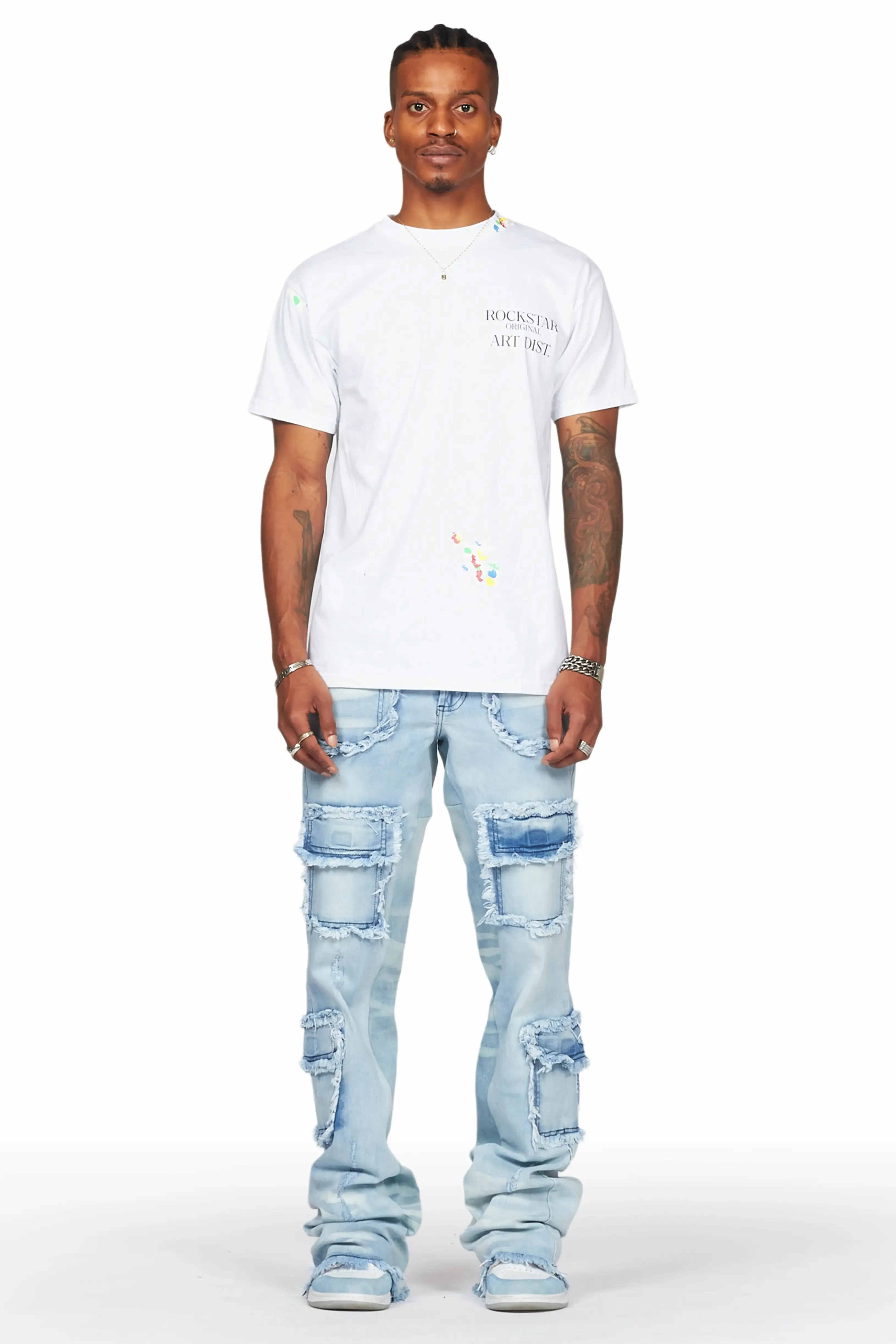 Ubba Blue Baggy Cargo Stacked Jean sold by Rockstar Original product image thumbnail 3