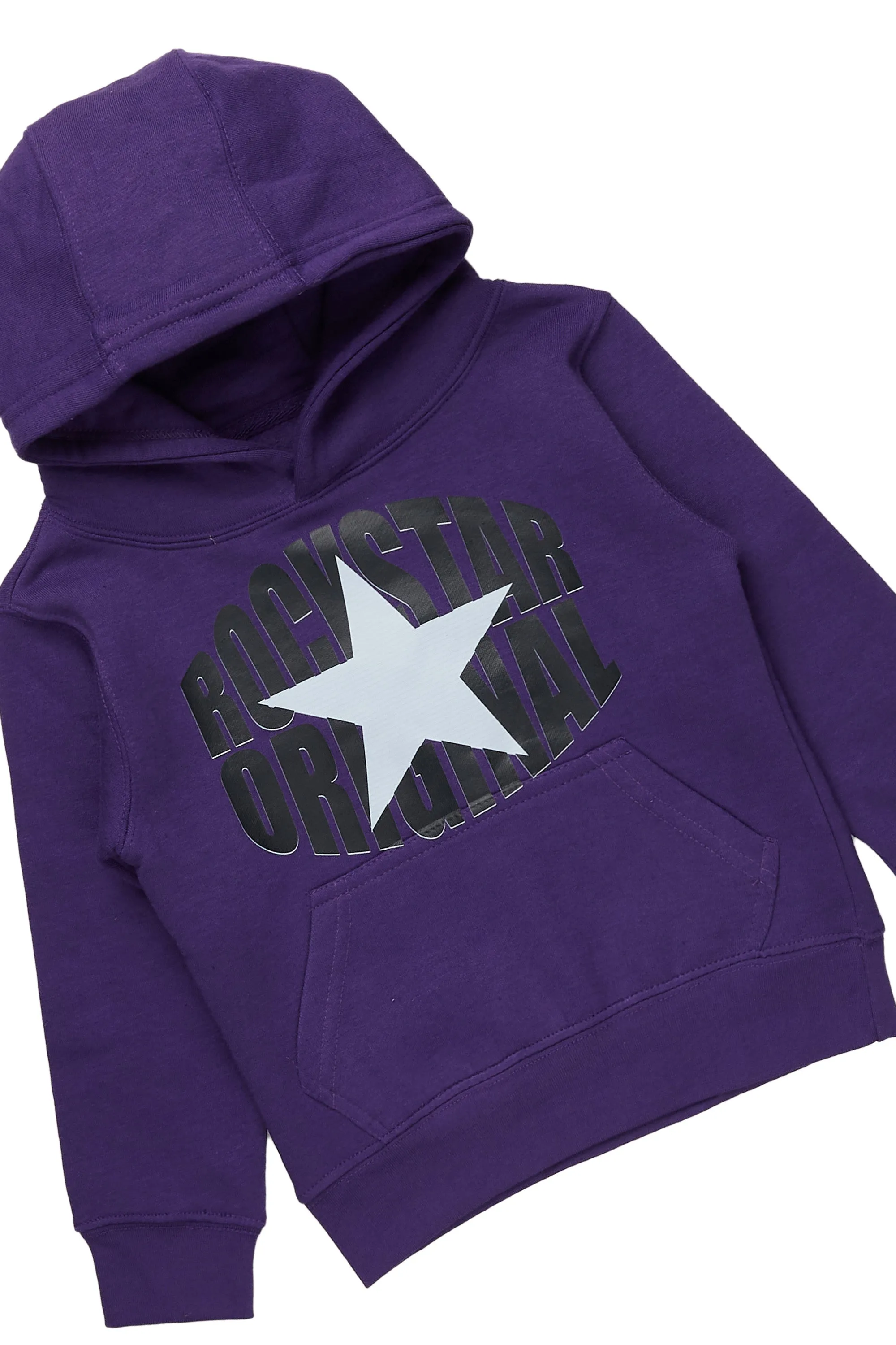 Boys Dagan Purple Hoodie/Stacked Flare PU Jean Set sold by Rockstar Original product image thumbnail 2