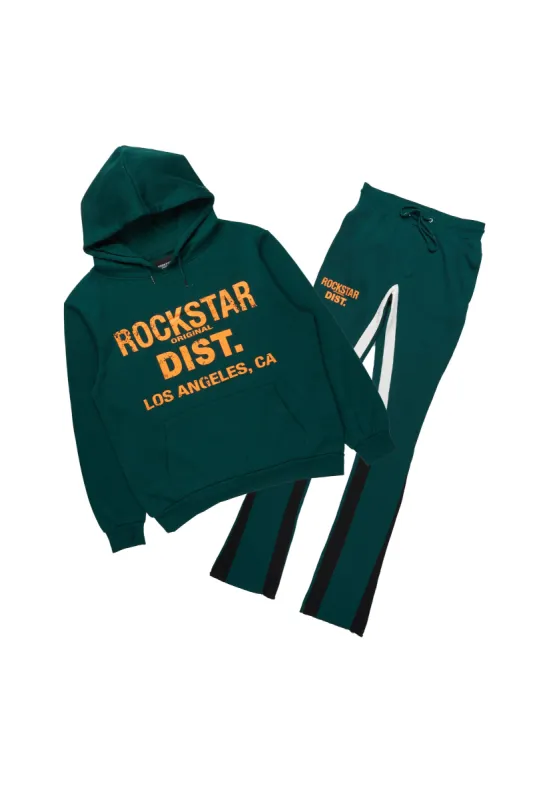 Lake Dark Green Hoodie/Stacked Flare Track Pant Set sold by Rockstar Original