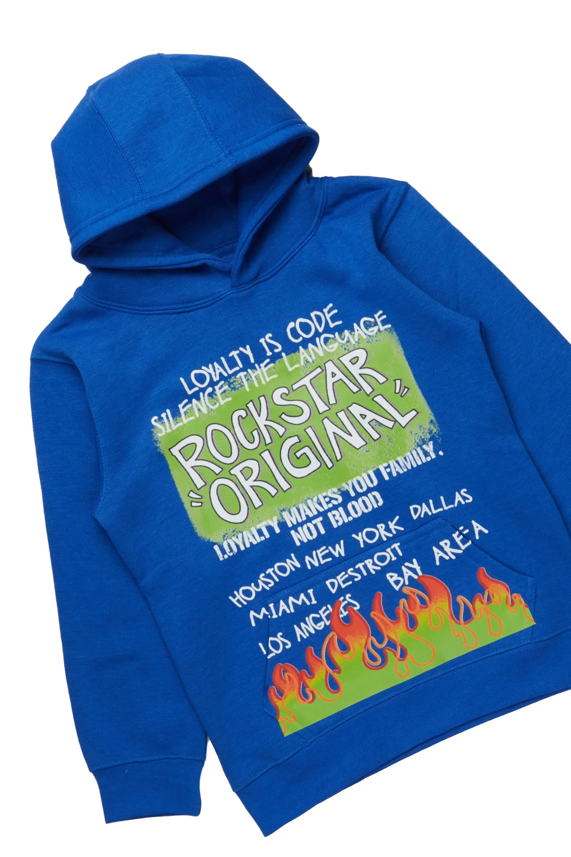 Boys Beno Royal Blue Hoodie/Stacked Flare Jean Set sold by Rockstar Original product image thumbnail 2