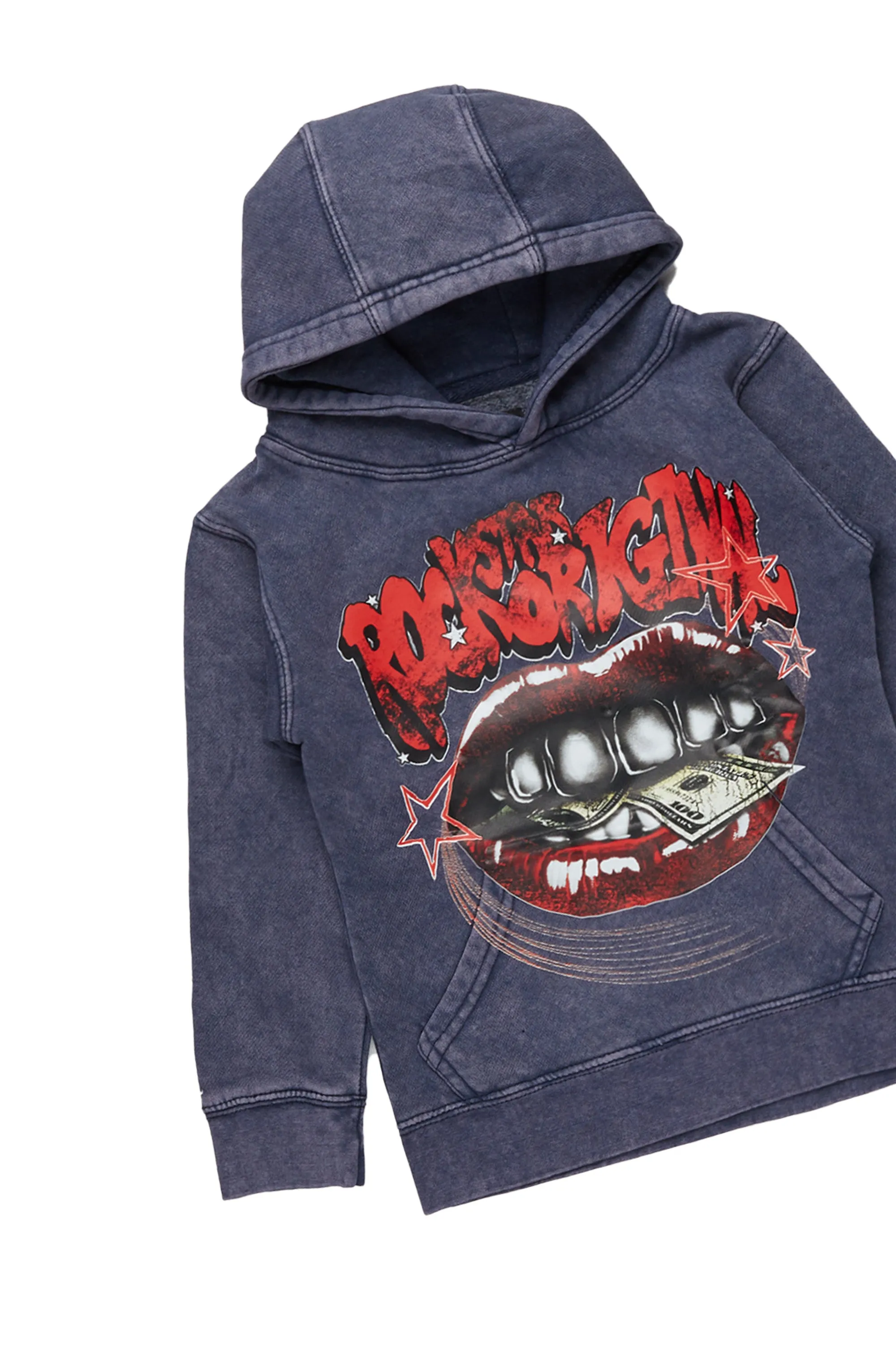 Boys Bloke Vintage Navy Hoodie/Stacked Flare Jean Set sold by Rockstar Original product image thumbnail 2