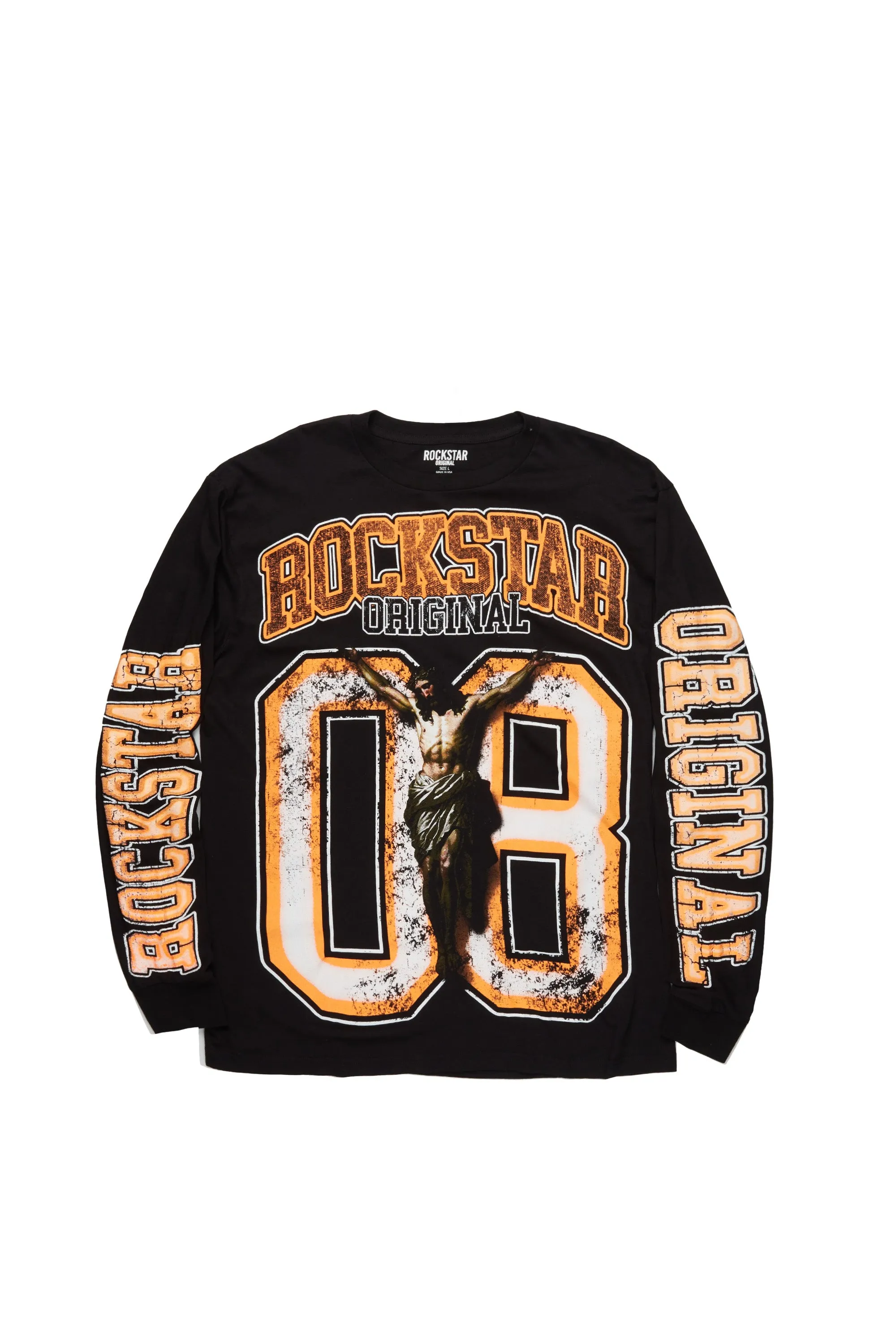 Fields Black/Orange Double Layer Long Sleeve Graphic T-Shirt sold by Rockstar Original