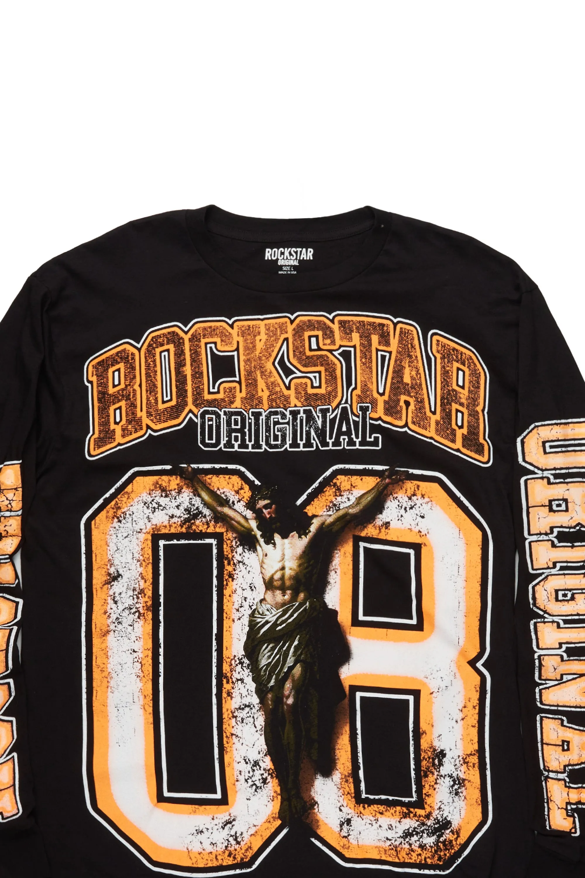 Fields Black/Orange Double Layer Long Sleeve Graphic T-Shirt sold by Rockstar Original product image thumbnail 2