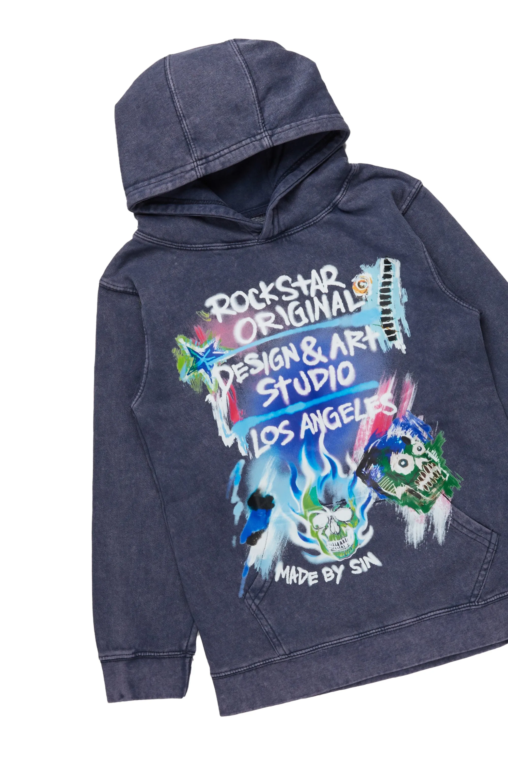 Boys Soweto Vintage Navy Hoodie/Stacked Flare Jean Set sold by Rockstar Original product image thumbnail 2