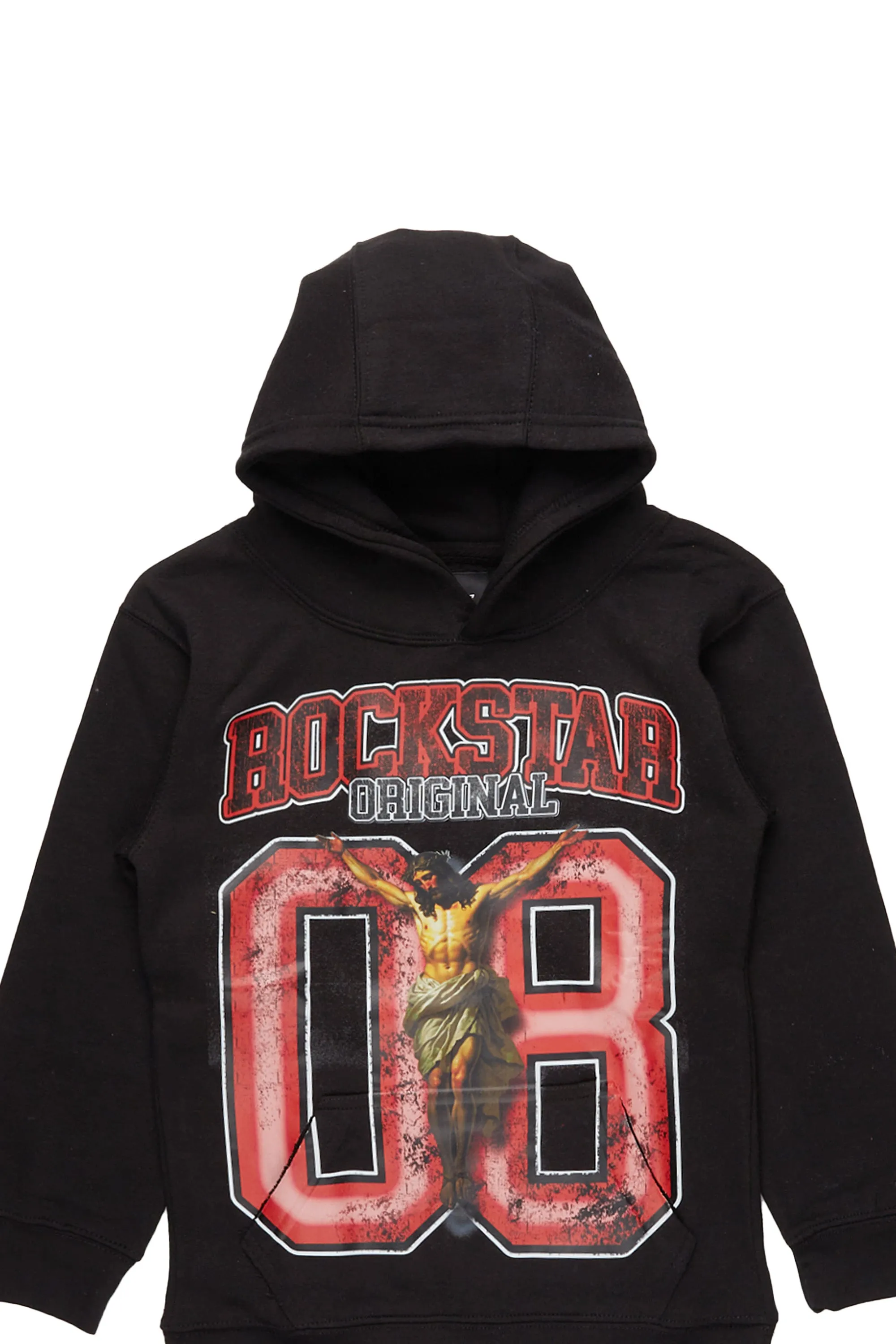 Boys Fields Black/Red Hoodie/Stacked Flare PU Jean Set sold by Rockstar Original product image thumbnail 2