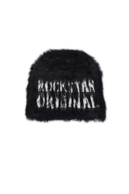 Toshio Black Knitted Mohair Beanie sold by Rockstar Original