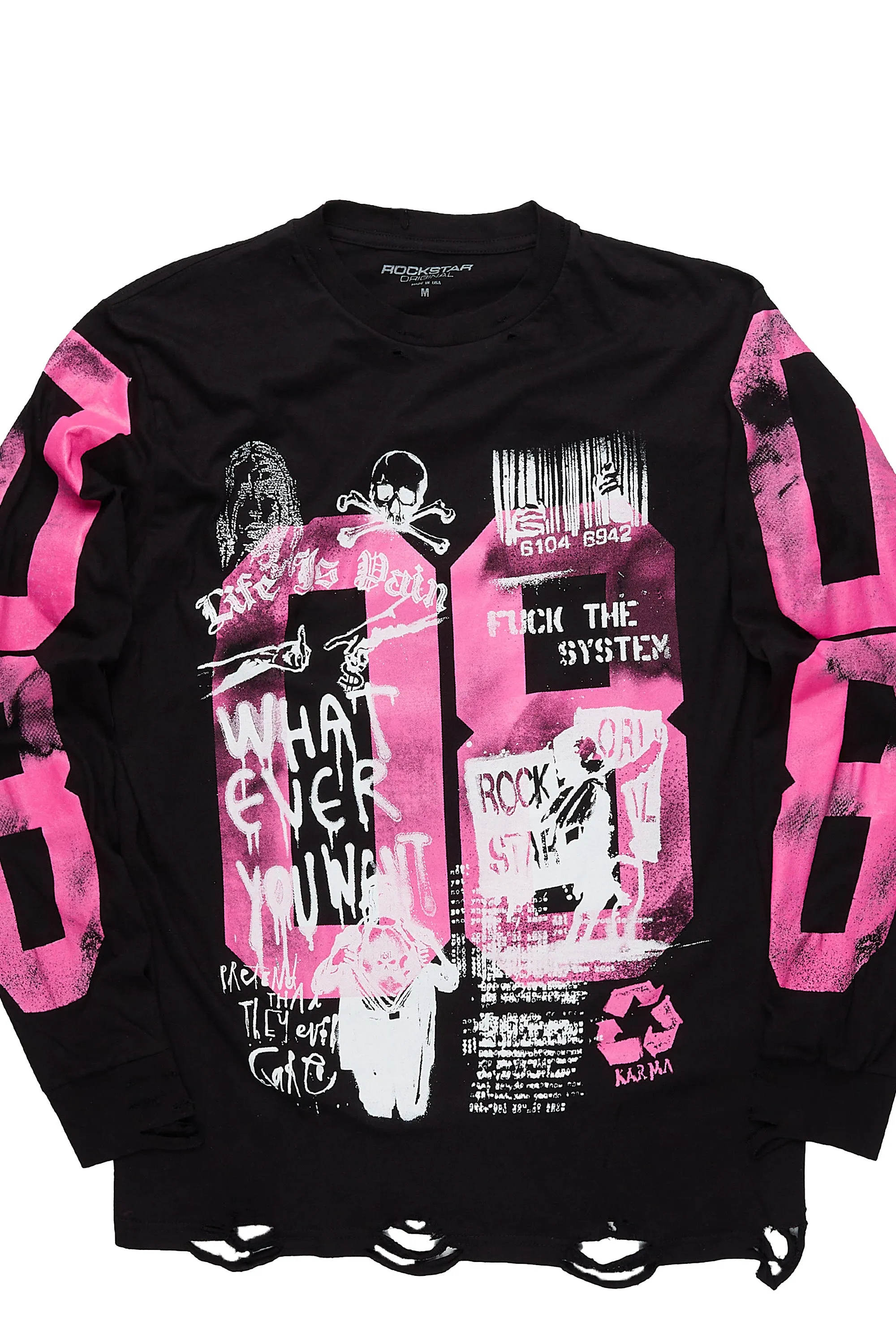 Grill Black/Pink Long Sleeve Graphic T-Shirt sold by Rockstar Original product image thumbnail 2