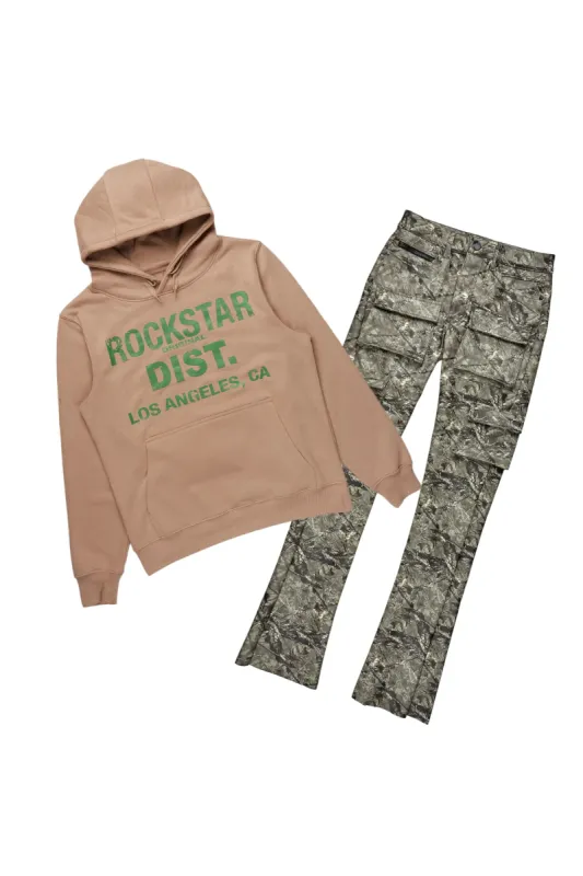 Lake Khaki Hoodie/Stacked Flare PU Jean Bundle sold by Rockstar Original