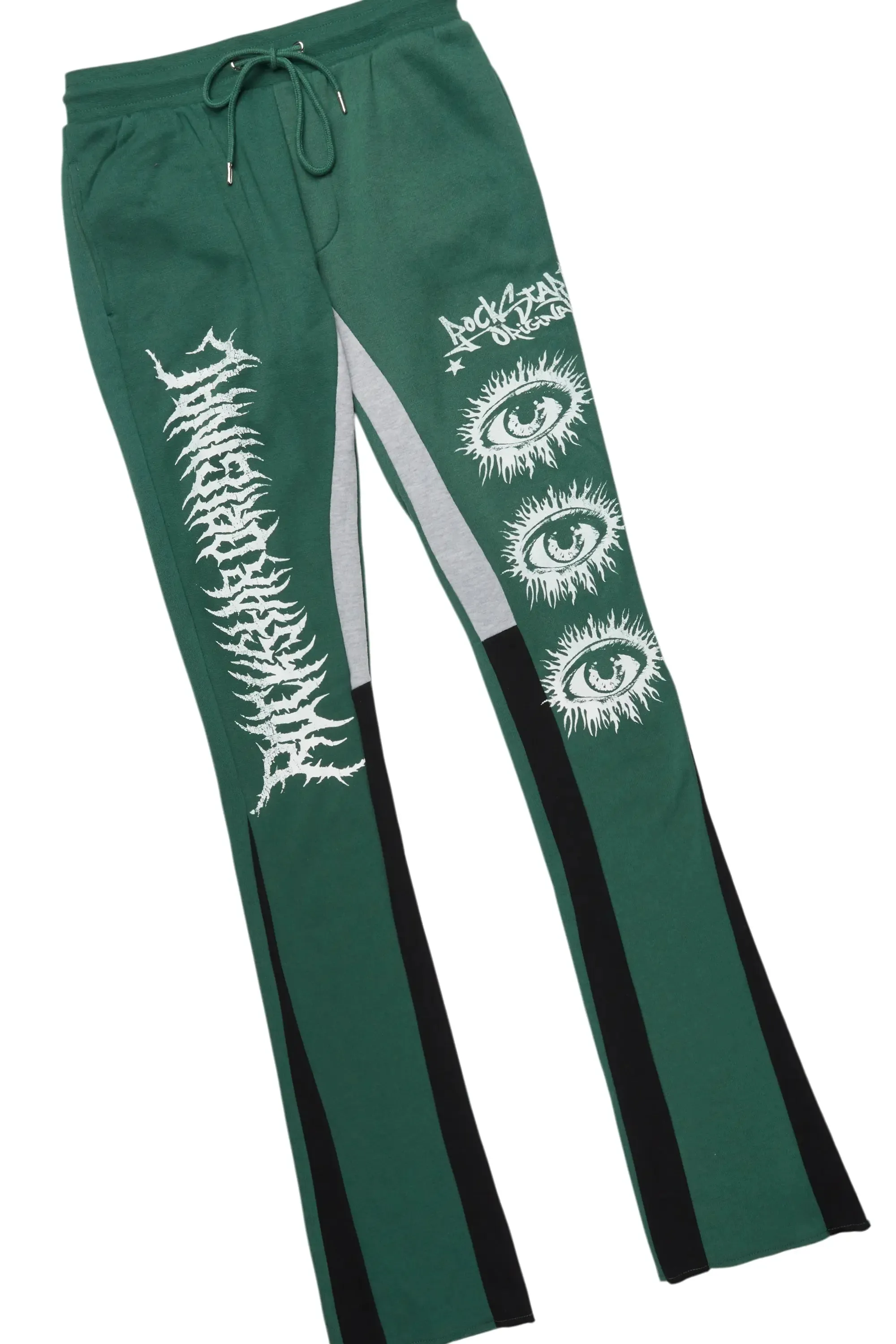All Seeing Eyes Dark Green Stacked Flare Track Pant Set sold by Rockstar Original product image thumbnail 3