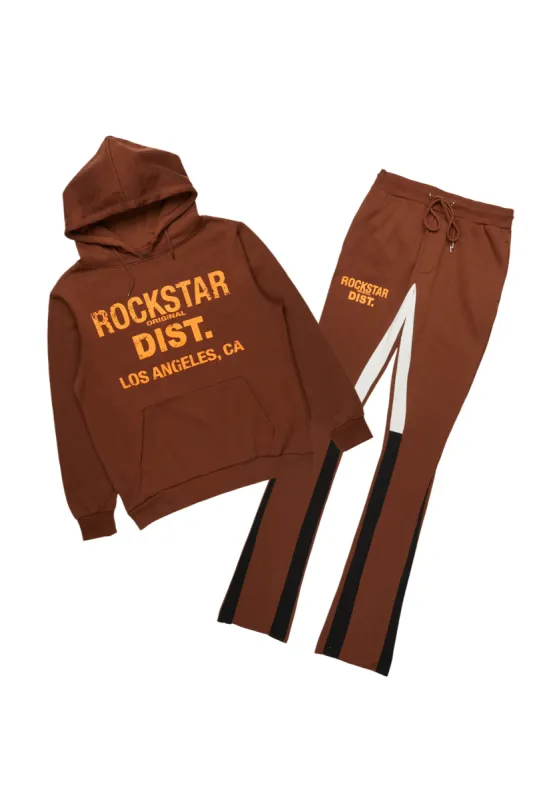 Lake Brown Hoodie/Stacked Flare Track Pant Set sold by Rockstar Original