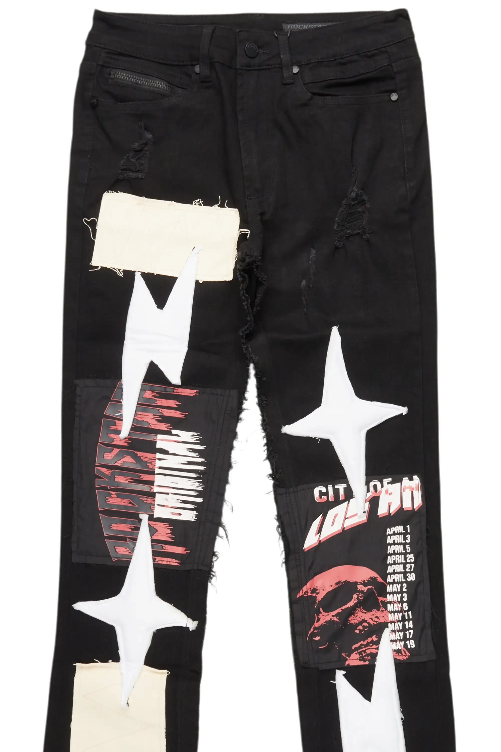 Vinson Black Patchwork Stacked Flare Jean sold by Rockstar Original product image thumbnail 2