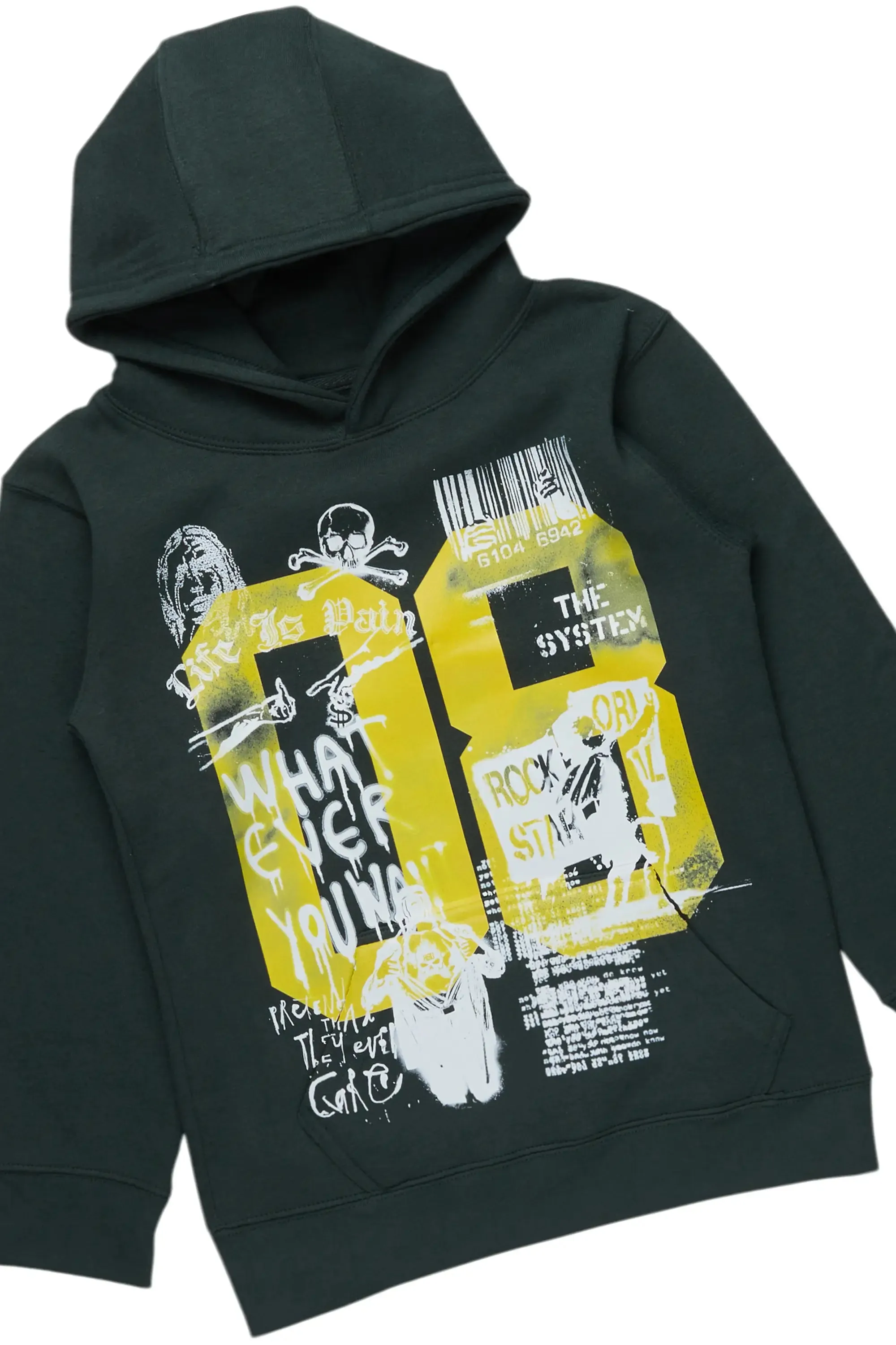 Boys Beau Dark Green Hoodie/Stacked Flare Jean Set sold by Rockstar Original product image thumbnail 2