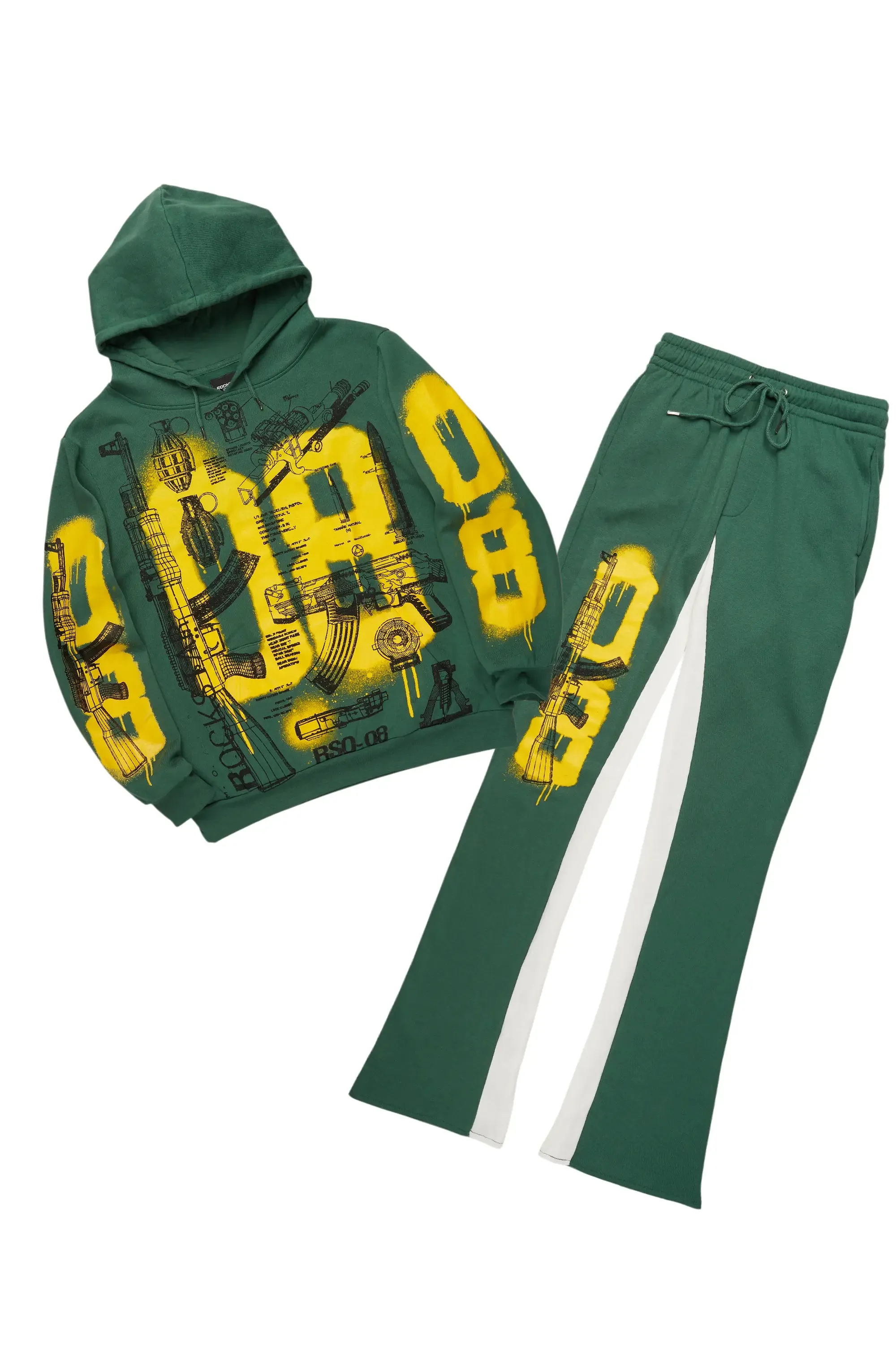 Nesta Green Hoodie/Baggy Track Pant Set sold by Rockstar Original