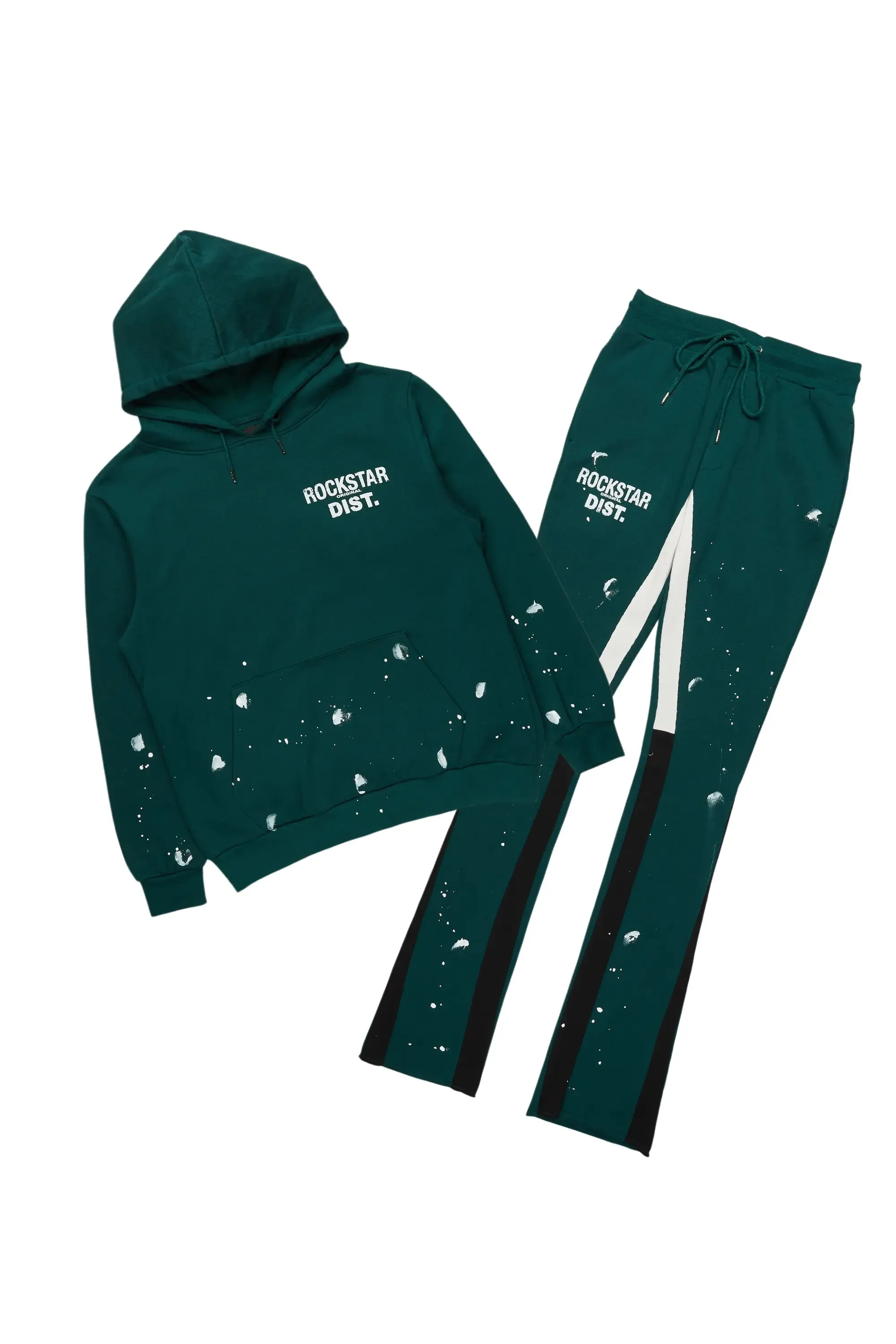 Raffer Dark Green Hoodie/Stacked Flare Pant Set sold by Rockstar Original