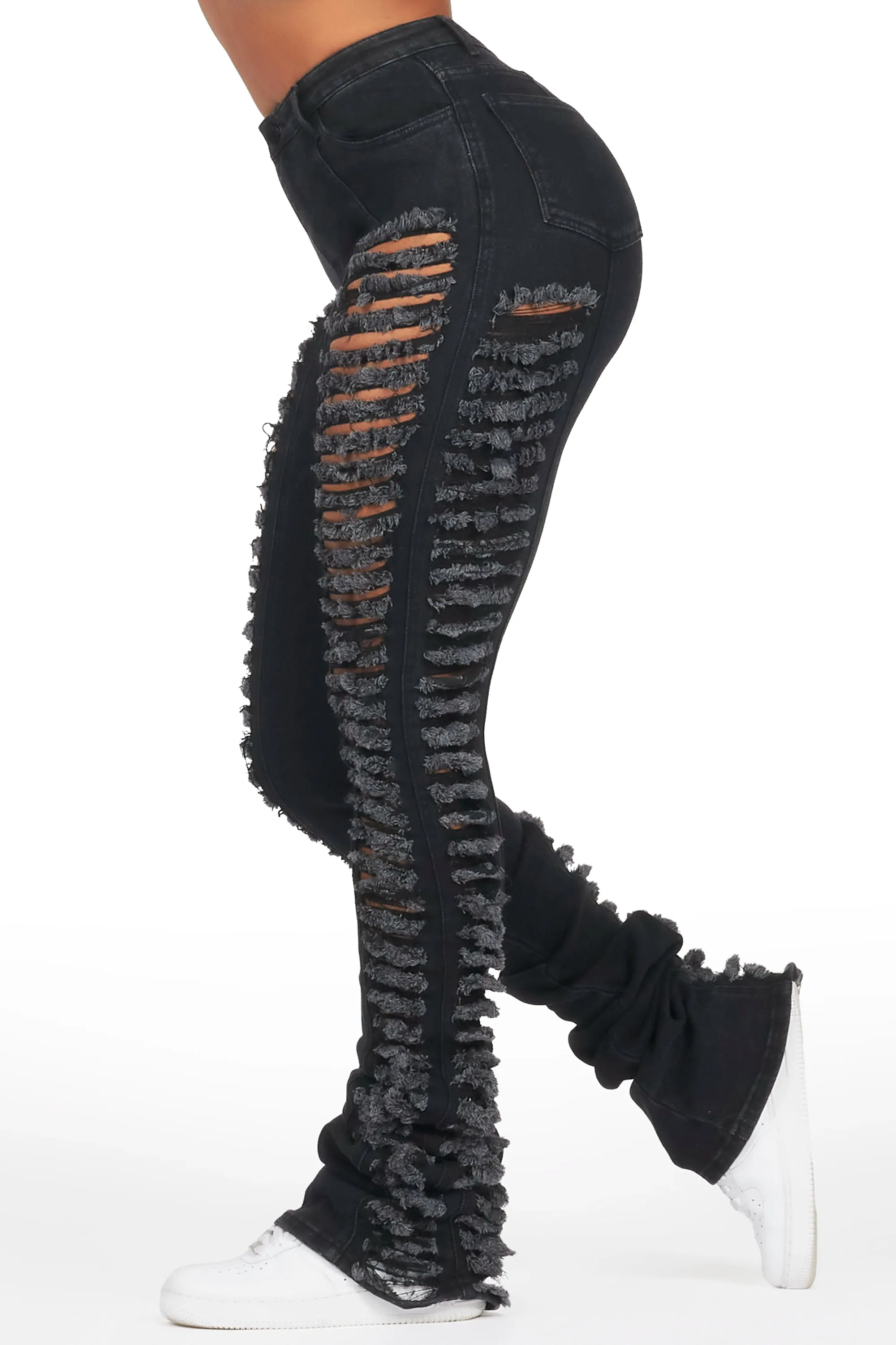 Erielle Black Mega Distressed Super Stacked Jean sold by Rockstar Original product image thumbnail 3