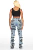 Jaidynn Blue/Black Distressed Stacked Flare Jean sold by Rockstar Original