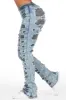 Jaidynn Blue/Black Distressed Stacked Flare Jean sold by Rockstar Original