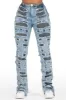 Jaidynn Blue/Black Distressed Stacked Flare Jean sold by Rockstar Original