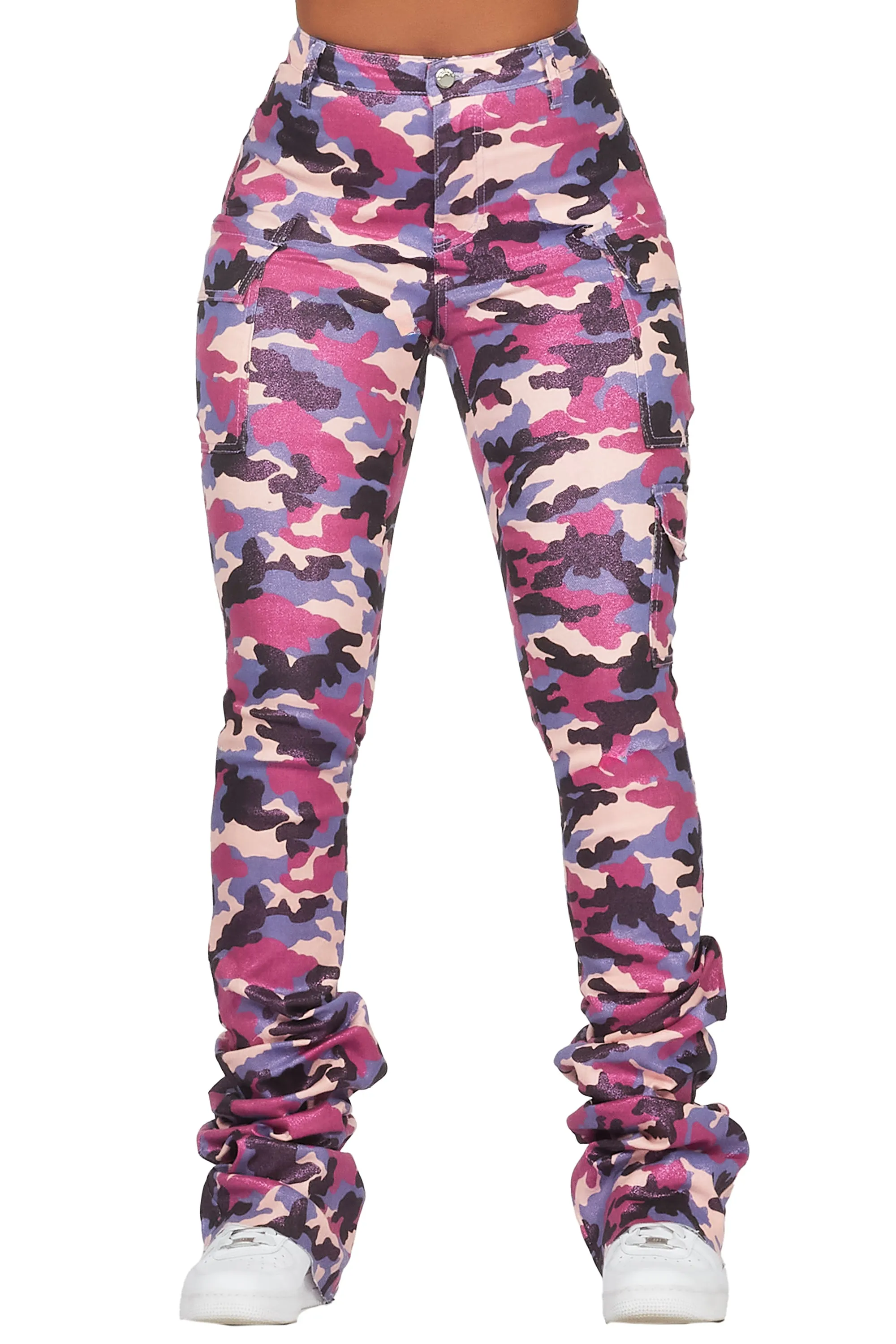 Alaysha Purple Camo Cargo Super Stacked PU Pant sold by Rockstar Original product image thumbnail 2