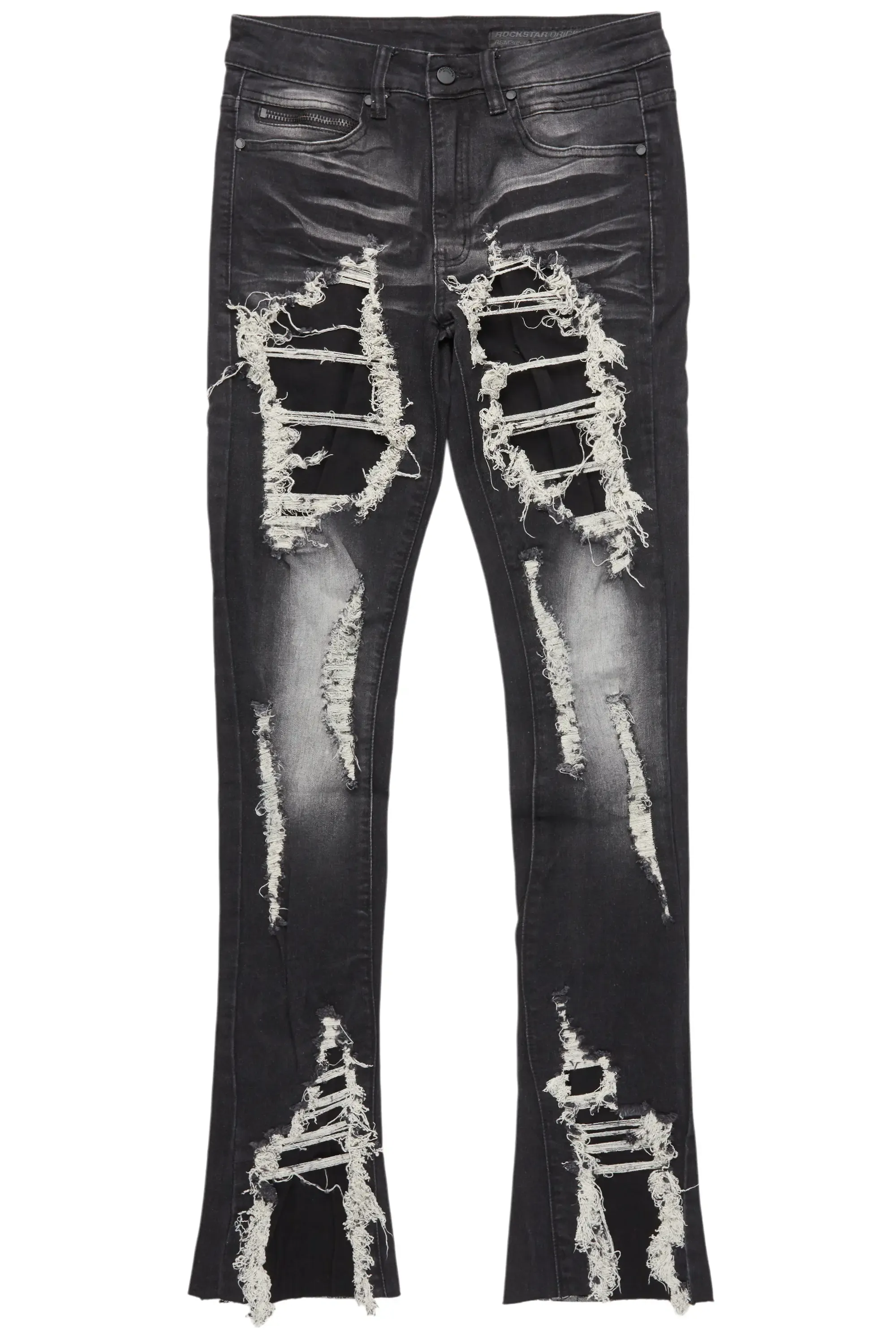 Fateh Dark Grey Stacked Flare Jean sold by Rockstar Original