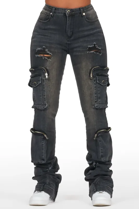 Alisson Grey Wash Cargo Super Stacked Jean sold by Rockstar Original