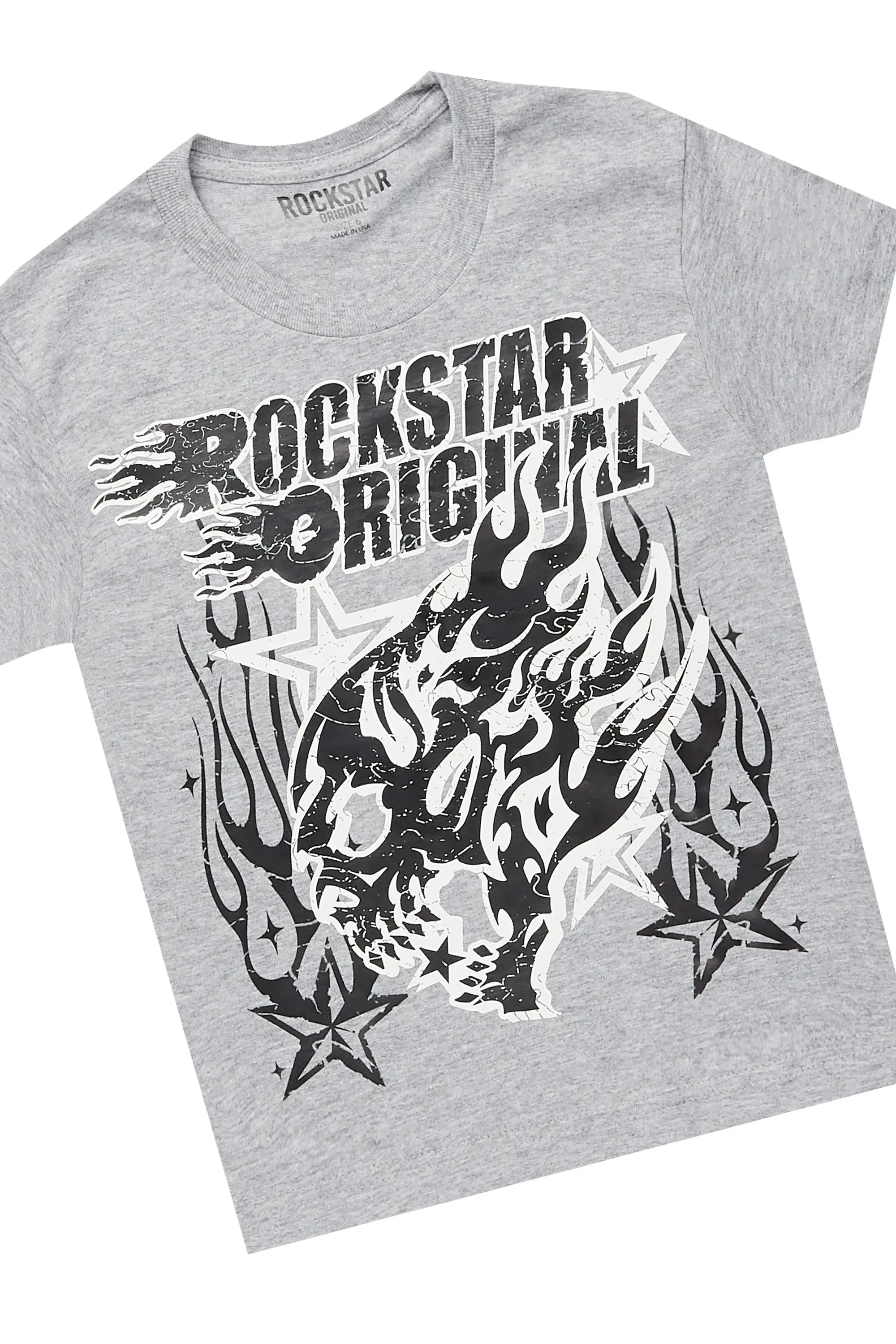 Boys Smitty Heather Grey T-Shirt/Stacked Flare Jean Set sold by Rockstar Original product image thumbnail 2