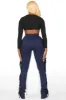 Kendra Navy Fringe Stacked Flare Track Pant sold by Rockstar Original