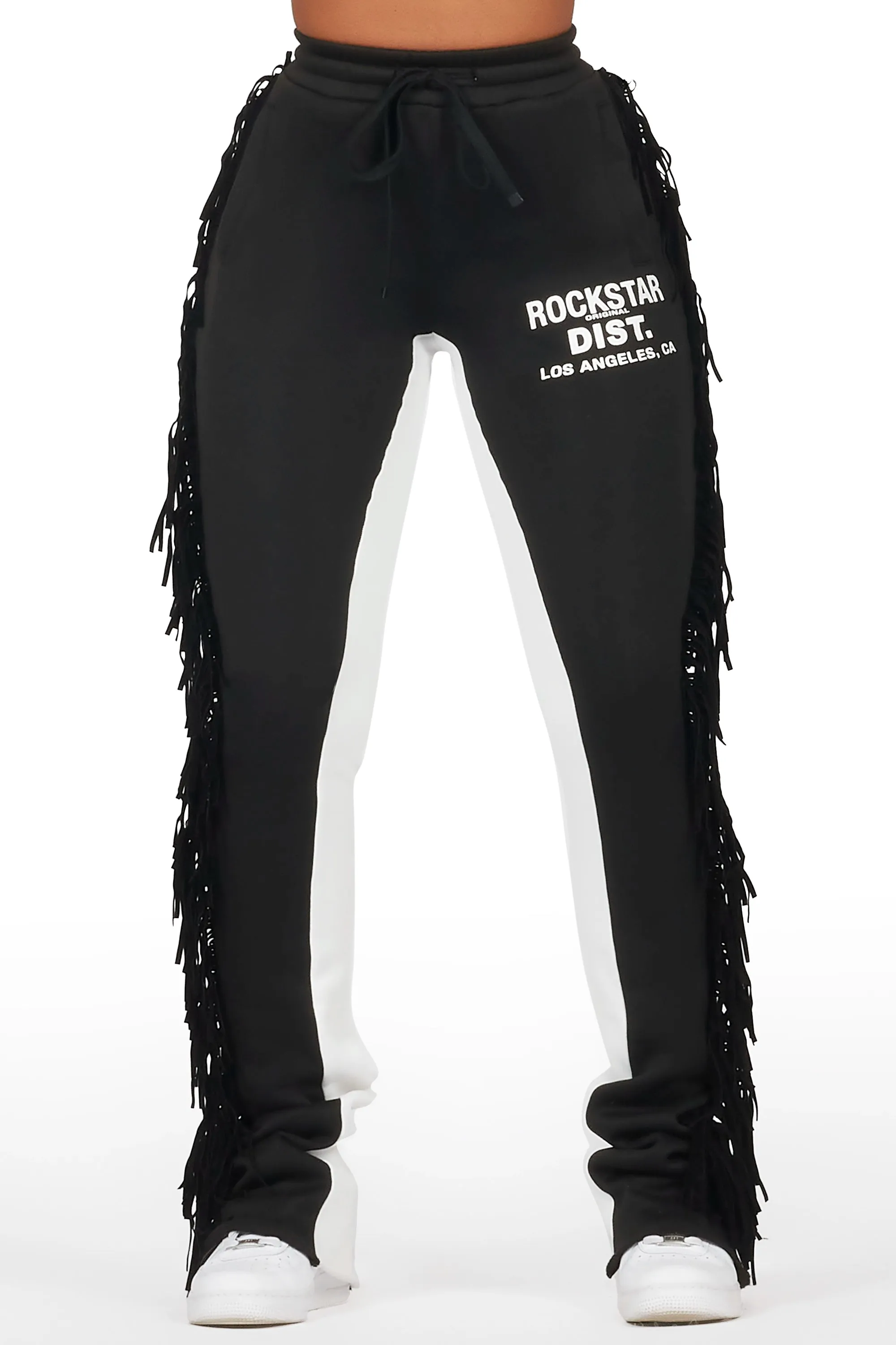 Kendra Black Fringe Stacked Flare Track Pant sold by Rockstar Original product image thumbnail 3