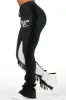 Kendra Black Fringe Stacked Flare Track Pant sold by Rockstar Original