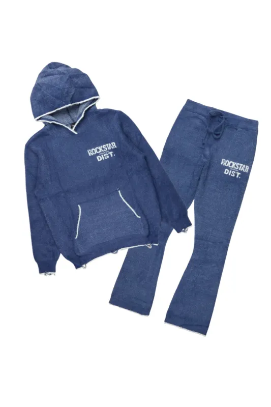Lake Navy Mohair Knit Track Set sold by Rockstar Original