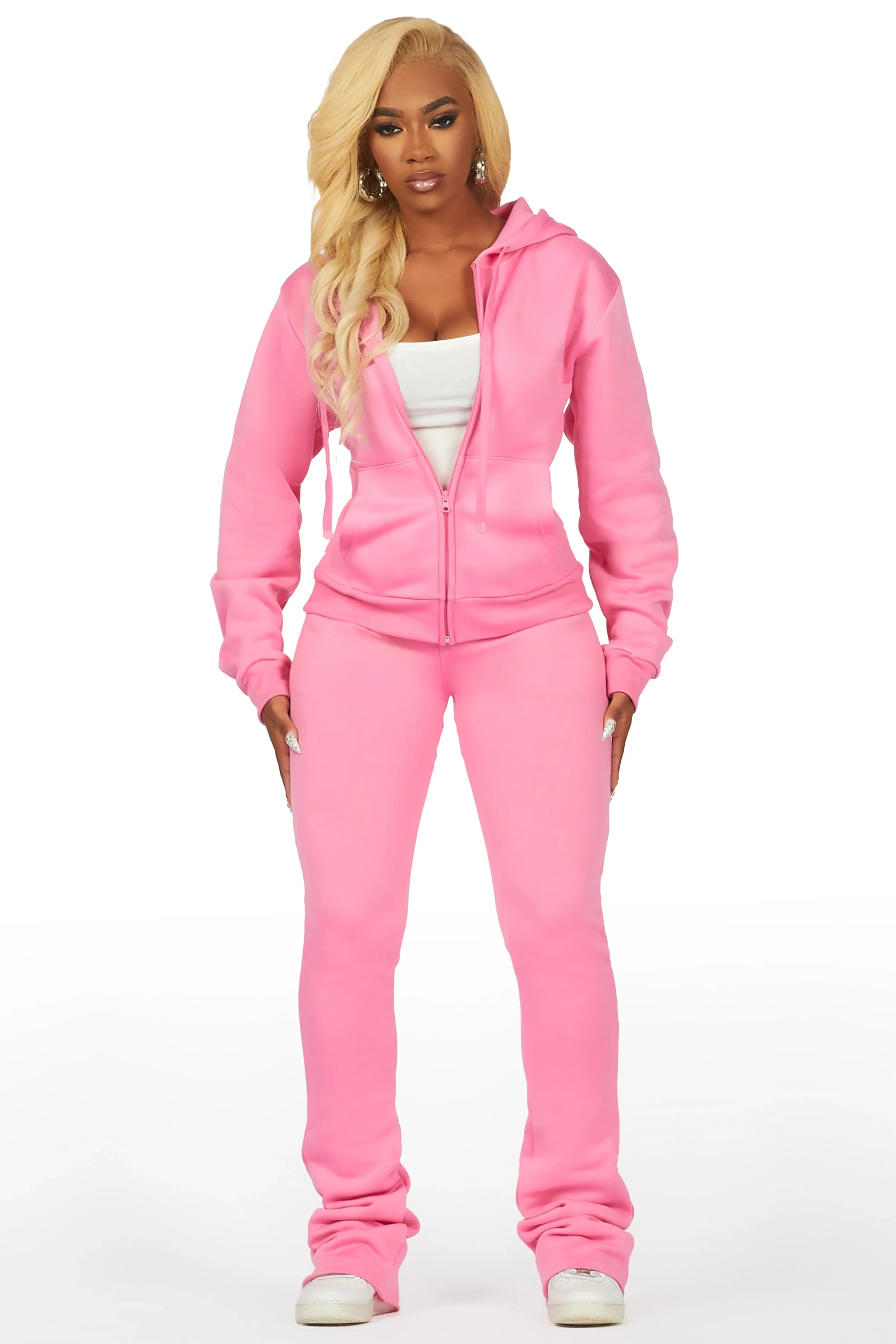 Basic Bubblegum Pink Rockstar Plain Zip Up Trackset sold by Rockstar Original