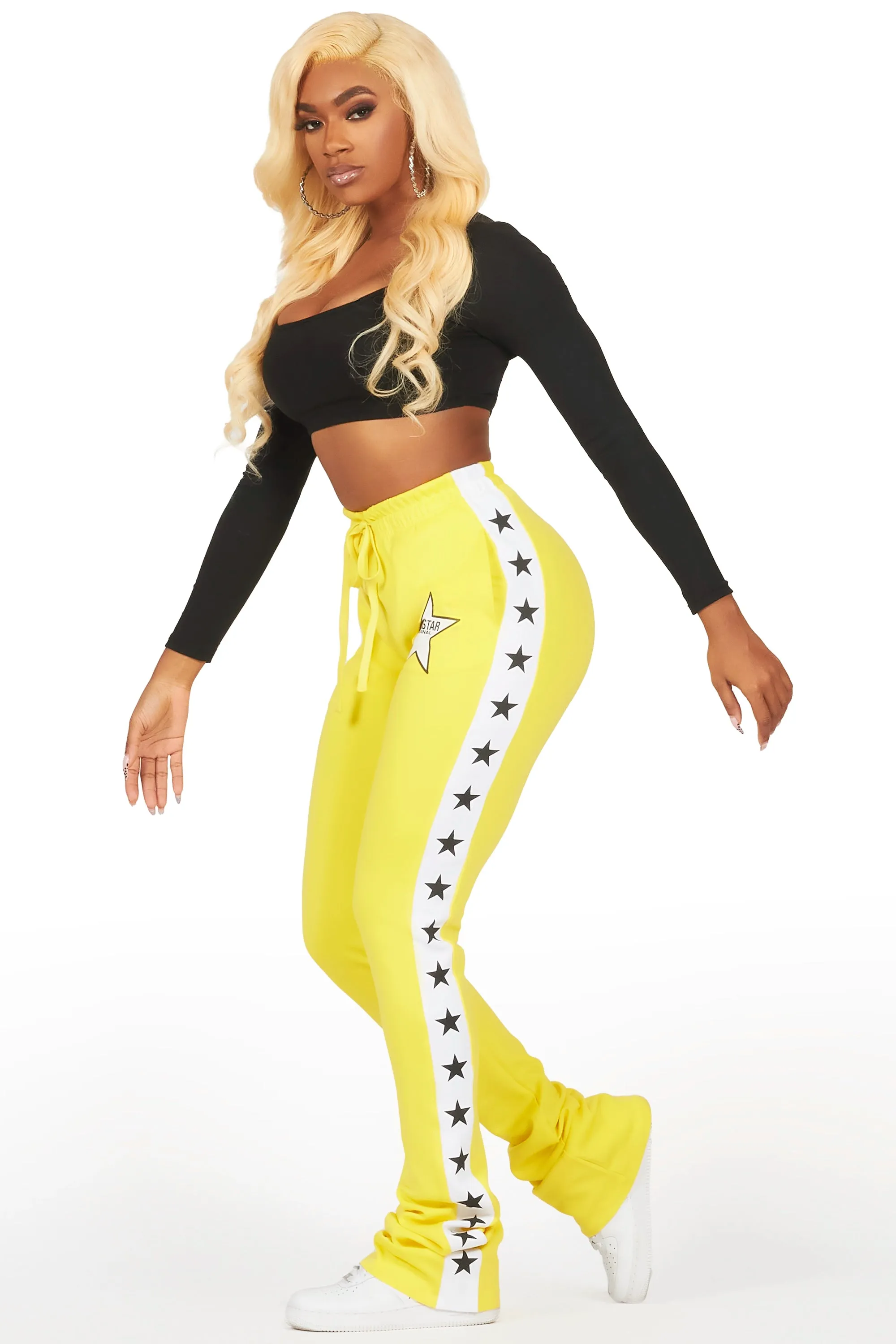 Kevona Yellow Super Stacked Track Pant sold by Rockstar Original product image thumbnail 4