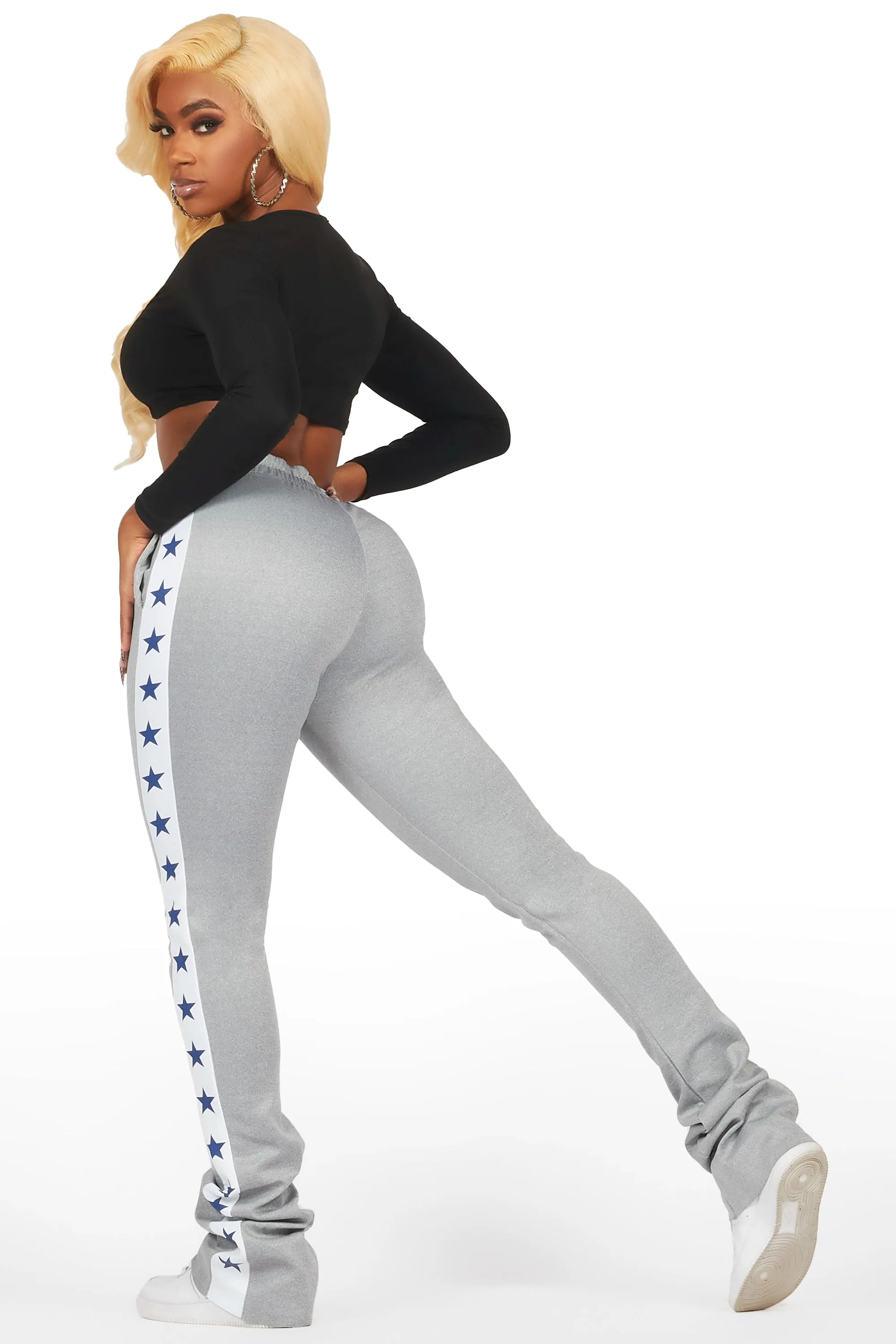 Kevona Heather Grey Super Stacked Track Pant sold by Rockstar Original product image thumbnail 5