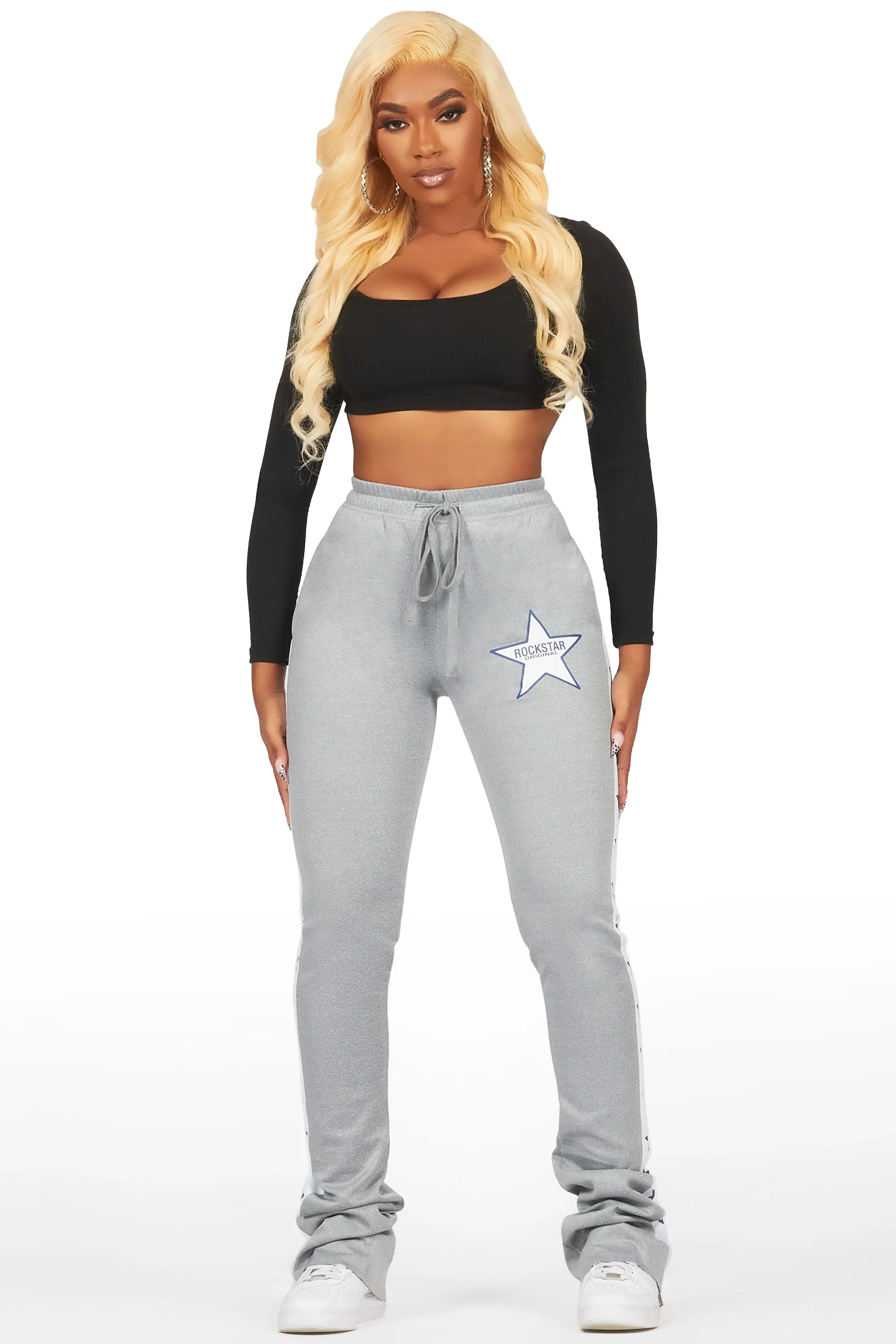 Kevona Heather Grey Super Stacked Track Pant sold by Rockstar Original product image thumbnail 2