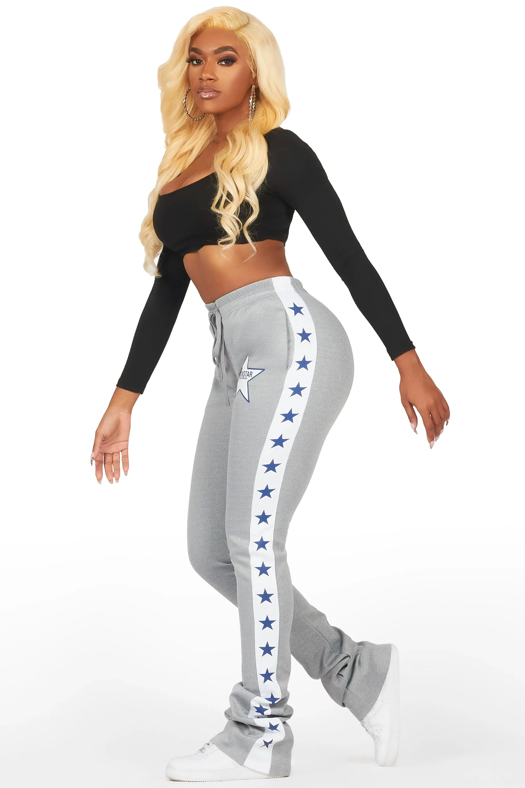 Kevona Heather Grey Super Stacked Track Pant sold by Rockstar Original product image thumbnail 4
