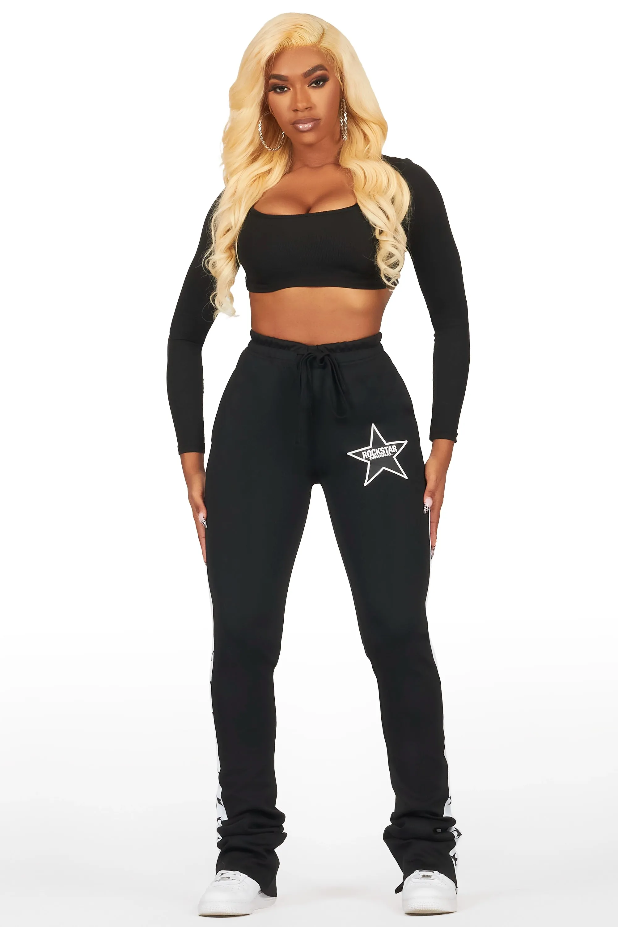 Kevona Black Super Stacked Track Pant sold by Rockstar Original product image thumbnail 2