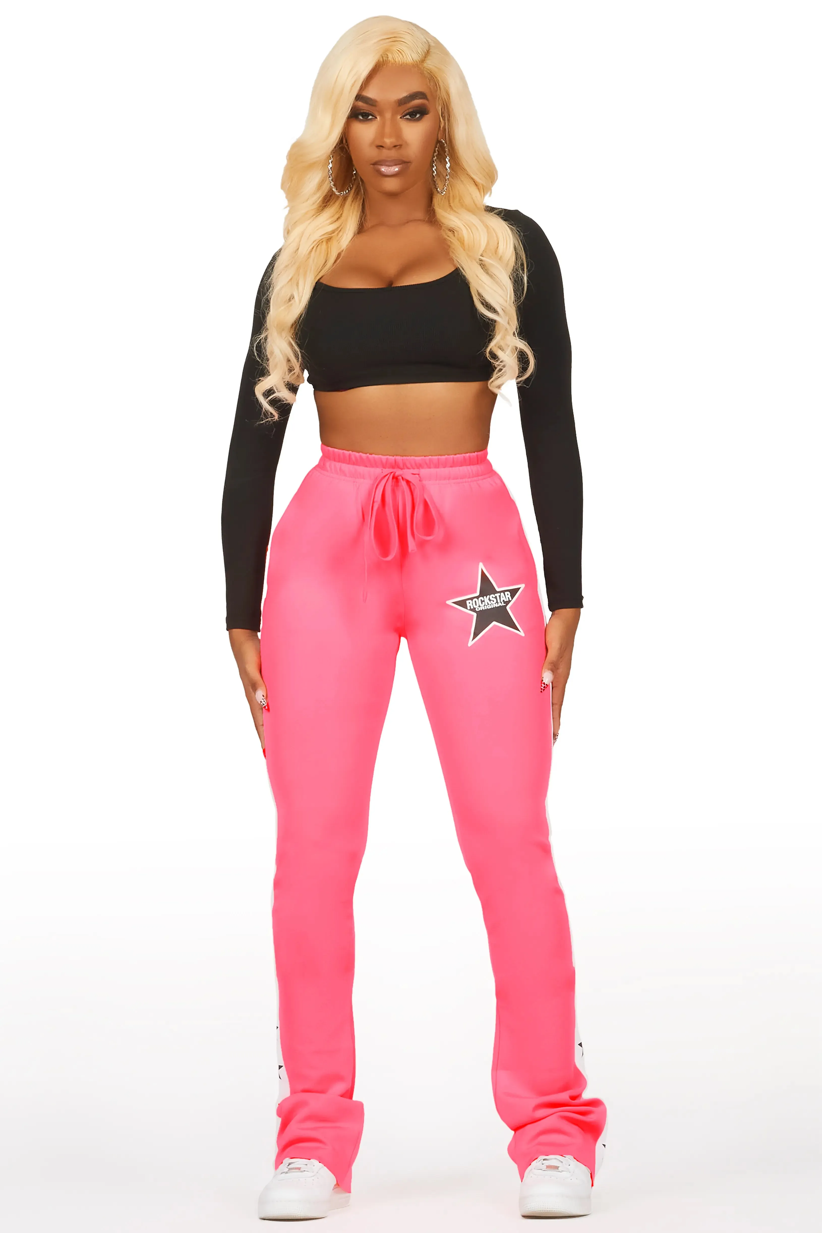 Kevona Neon Pink Super Stacked Track Pant sold by Rockstar Original product image thumbnail 3