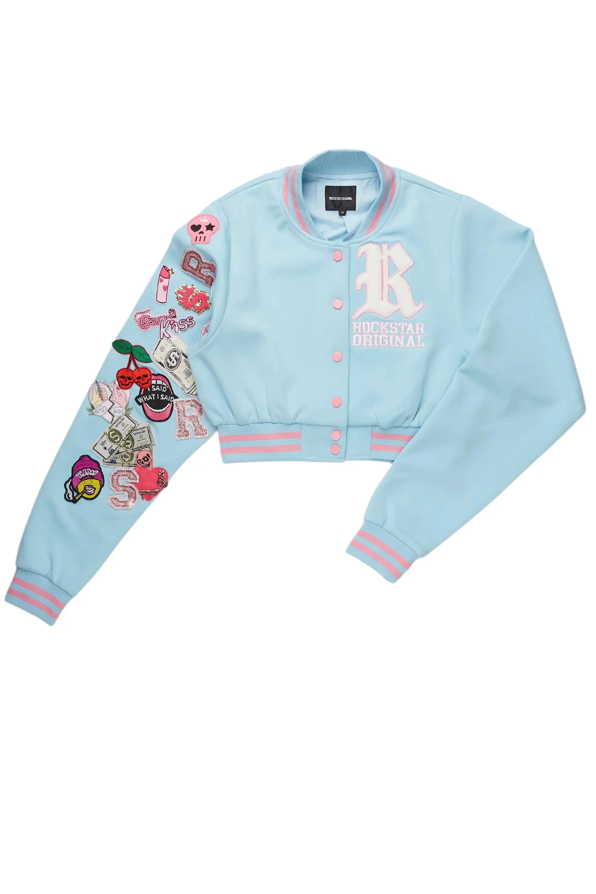 Jakaira Blue Crop Varsity Jacket sold by Rockstar Original