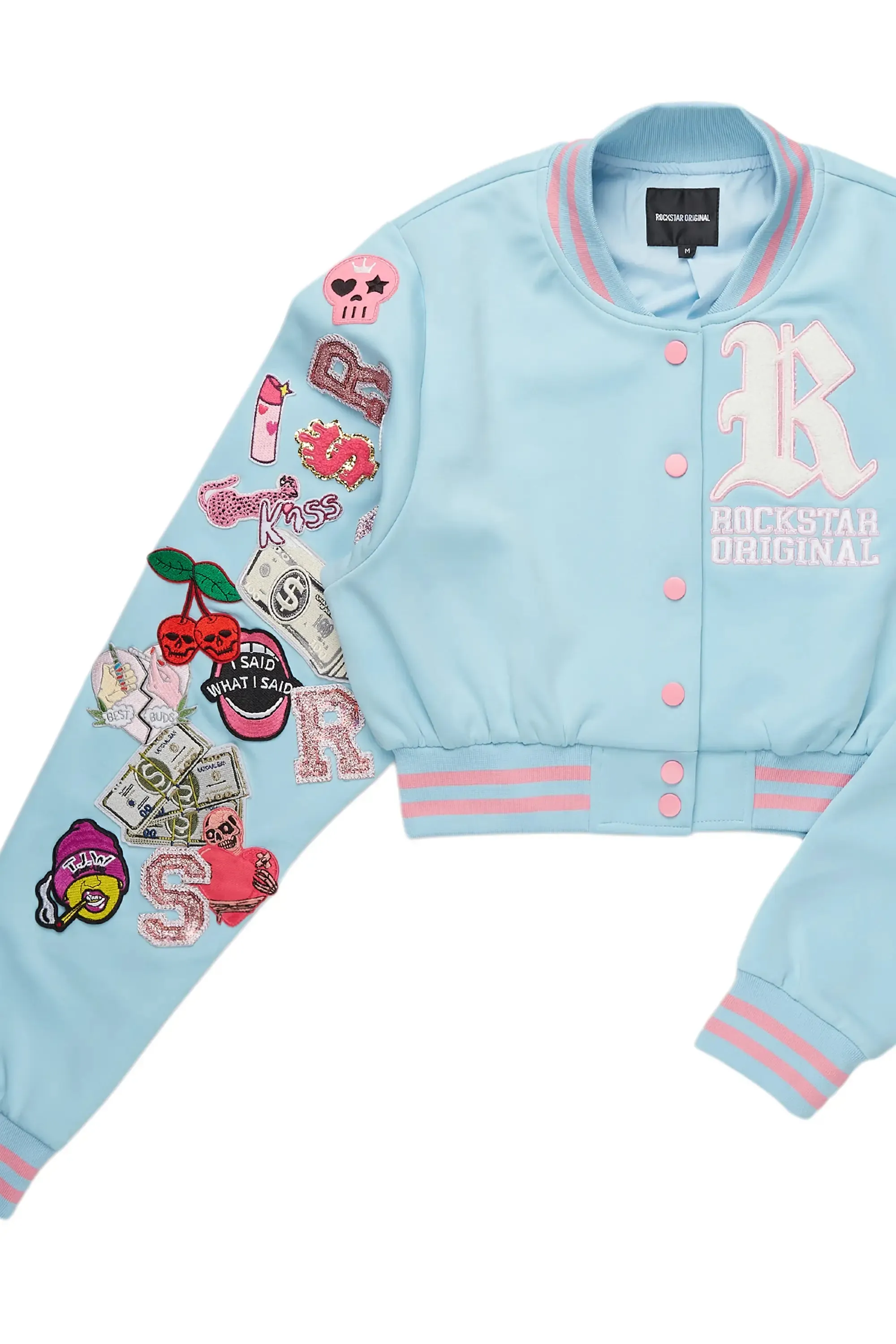 Jakaira Blue Crop Varsity Jacket sold by Rockstar Original product image thumbnail 2