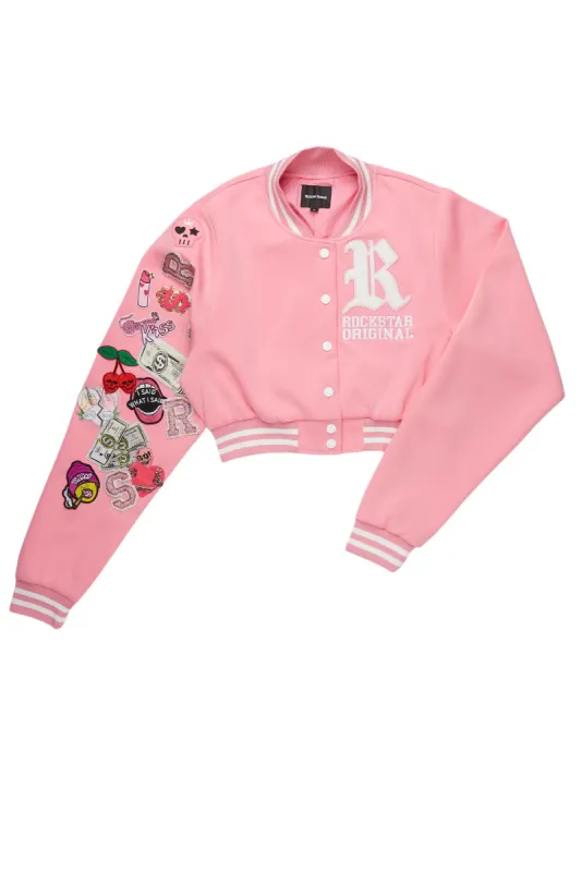 Jakaira Pink Crop Varsity Jacket sold by Rockstar Original
