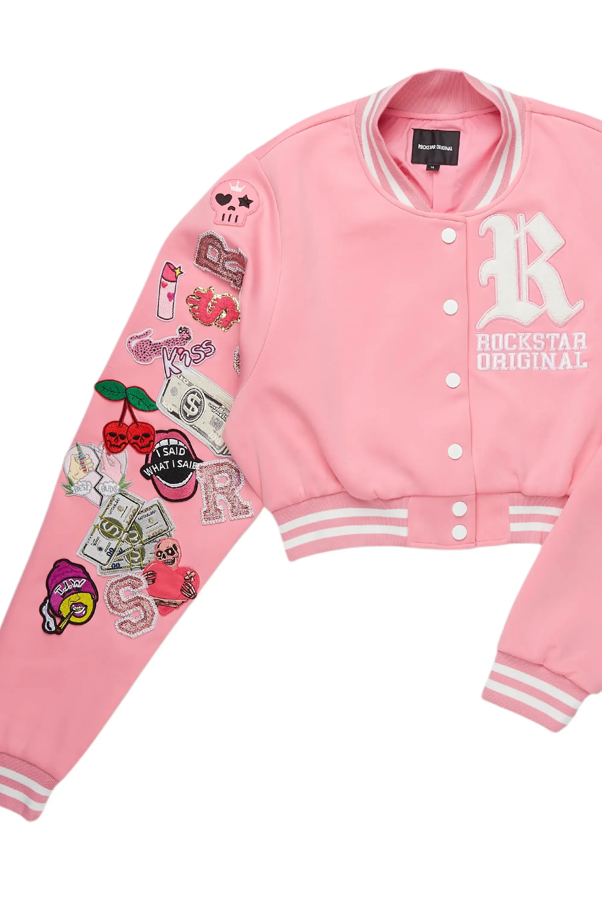 Jakaira Pink Crop Varsity Jacket sold by Rockstar Original product image thumbnail 2