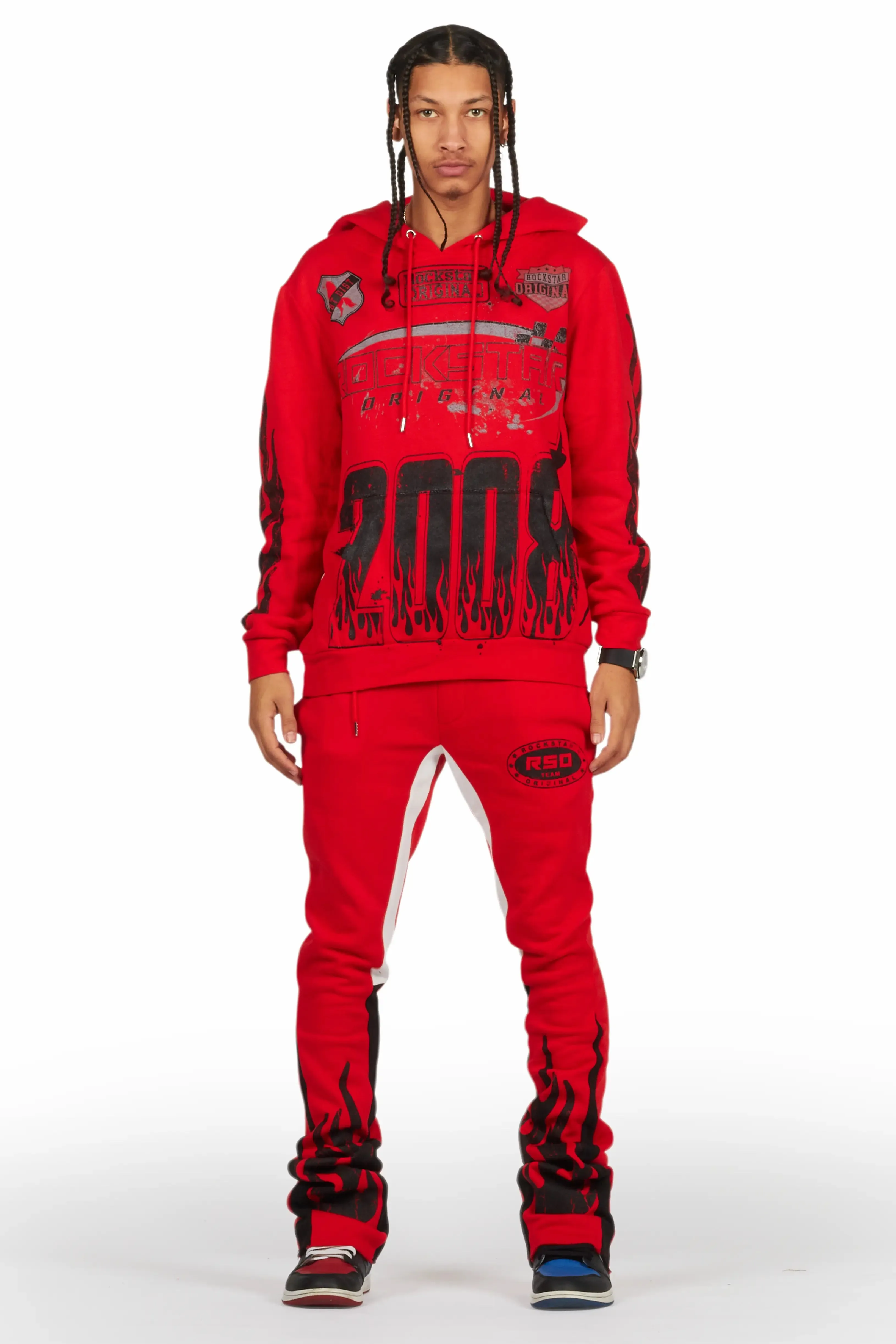 Amos Red Hoodie/Stacked Flare Track Set sold by Rockstar Original product image thumbnail 2