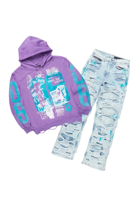 Grill Purple Hoodie/Baggy Fit Jean Bundle sold by Rockstar Original