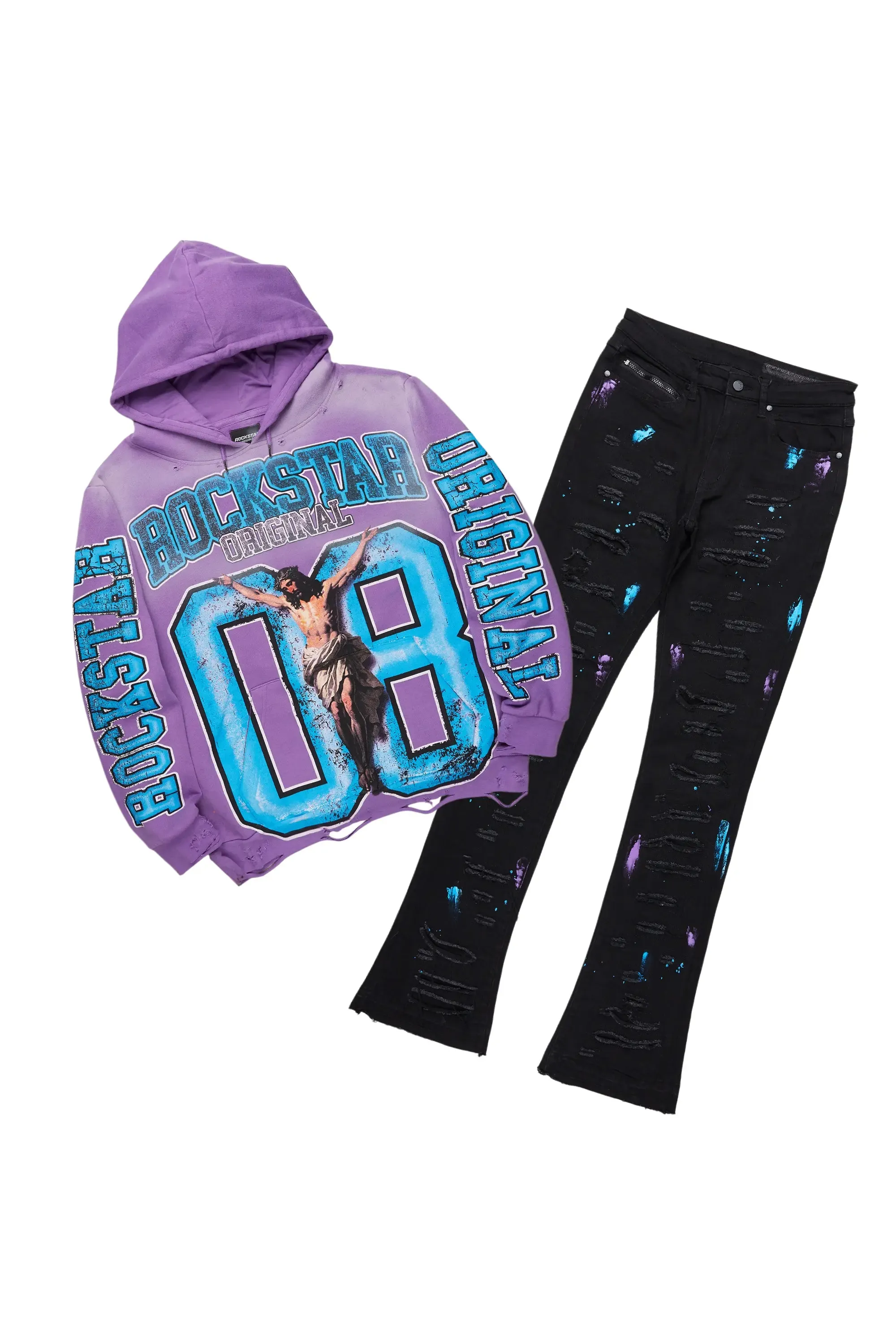 Fields Purple Hoodie/Stacked Flare Jean Bundle sold by Rockstar Original