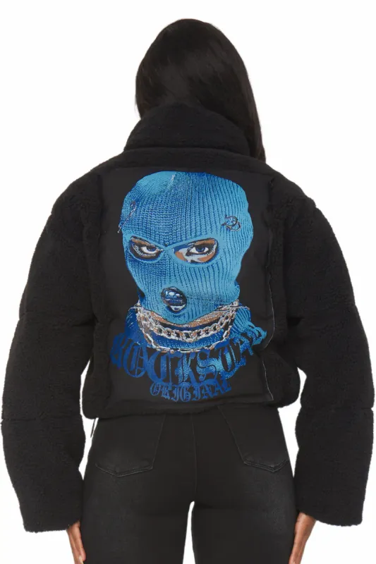 Catch Her Black Sherpa Puffer Jacket sold by Rockstar Original