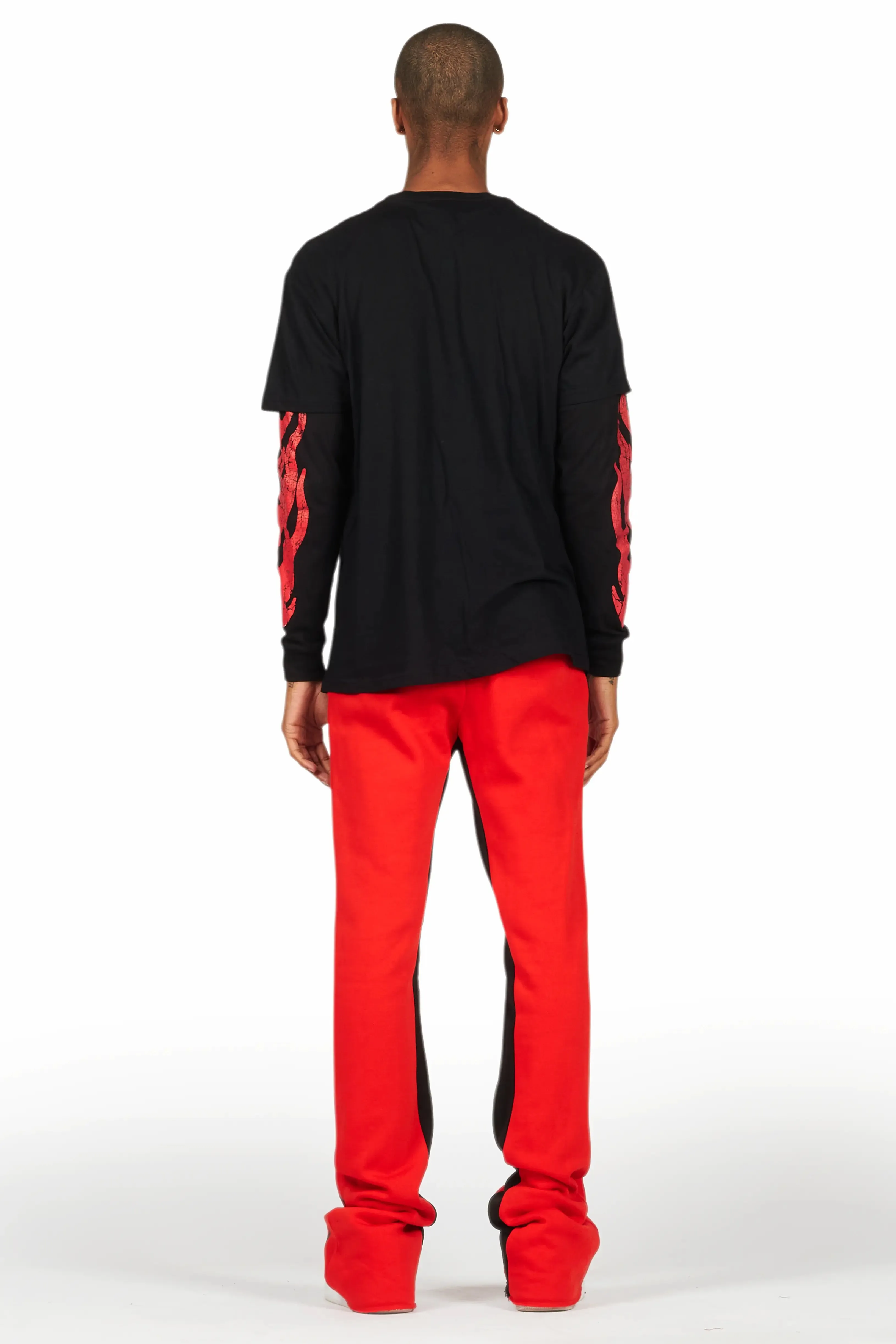 Amos Black/Red Double Layer T-Shirt/Stacked Baggy Pant Set sold by Rockstar Original product image thumbnail 4