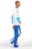 Amos White/Royal Double Layer T-Shirt/Stacked Baggy Pant Set sold by Rockstar Original